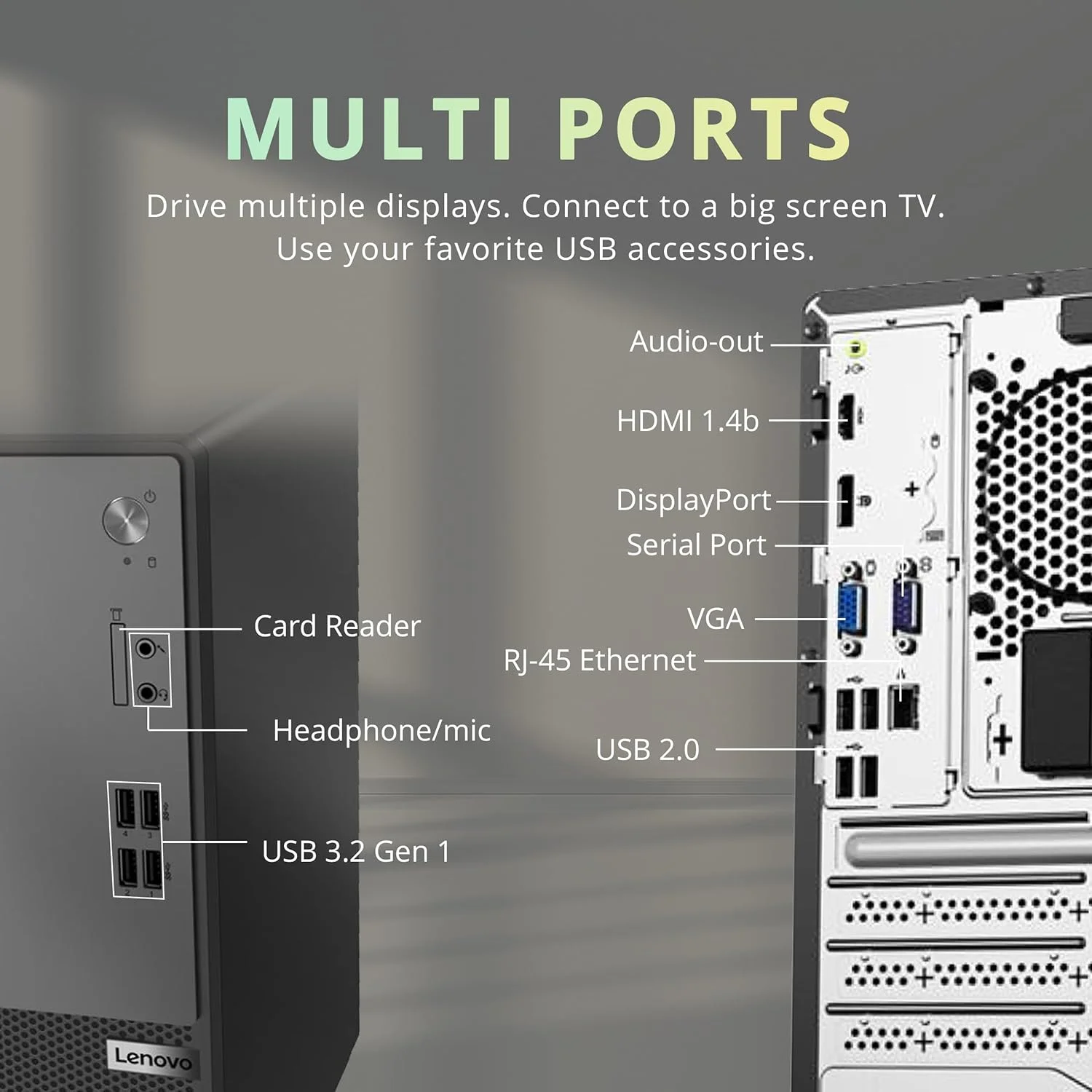 کامپیوتر رومیزی تجاری Lenovo V50t Gen2، پردازنده Intel Core i3-10100، رم 16 گیگابایتی، SSD PCIe 1 ترابایتی، DVD-RW، HDMI، RJ-45، درگاه نمایش، کیبورد و ماوس سیمی، Windows 11 Pro، مشکی، کارت USB Snowbell 32 گیگابایتی کامپیوتر رومیزی تجاری Lenovo V50t Gen2، پردازنده Intel Core i3-10100، رم 16 گیگابایتی، SSD PCIe 1 ترابایتی، DVD-RW، HDMI، RJ-45، درگاه نمایش، کیبورد و ماوس سیمی، Windows 11 Pro، مشکی، کارت USB Snowbell 32 گیگابایتی