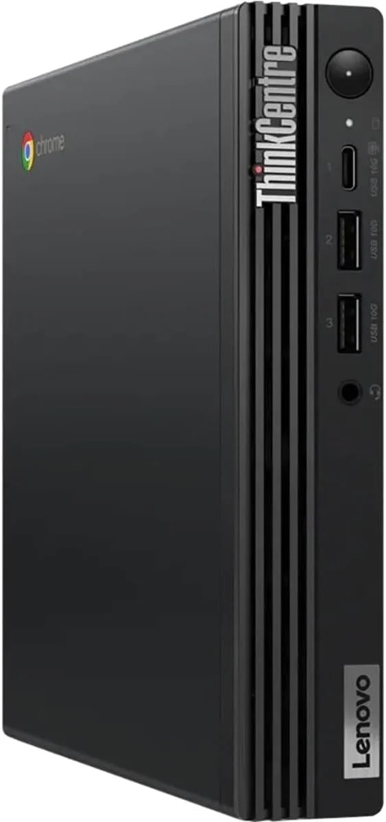 کامپیوتر رومیزی کوچک لنوو ThinkCentre M60q Chromebox، پردازنده Intel Celeron 7305 1.1GHz، رم 4 گیگابایتی، حافظه eMMC 64 گیگابایتی، سیستم عامل Chrome، مشکی