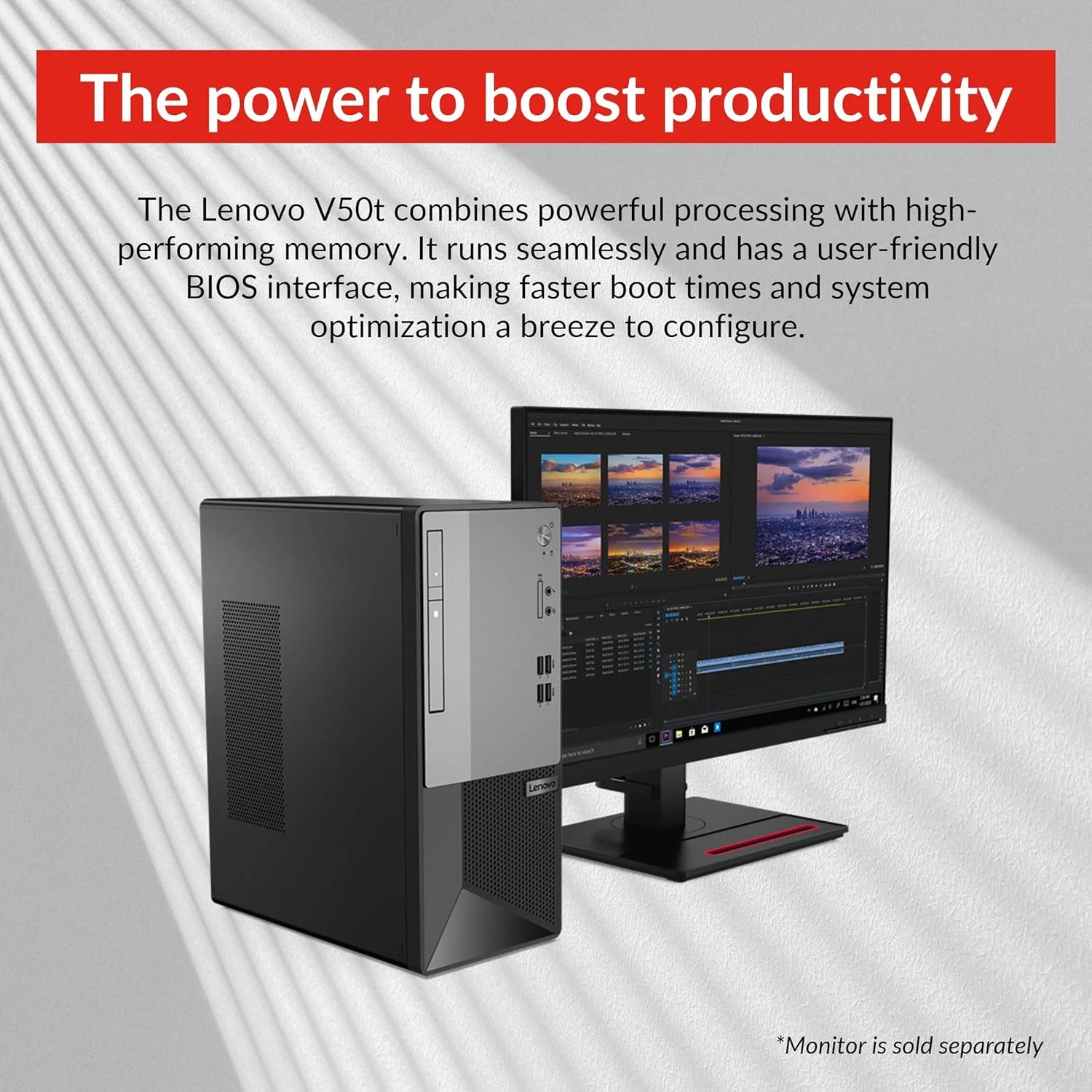 کامپیوتر رومیزی تجاری Lenovo V50t Gen 2، پردازنده Intel Core i5-10400، رم 32 گیگابایت، SSD 1 ترابایت، DVD-RW، HDMI، RJ-45، DP، Wi-Fi، ویندوز 11 پرو، مشکی