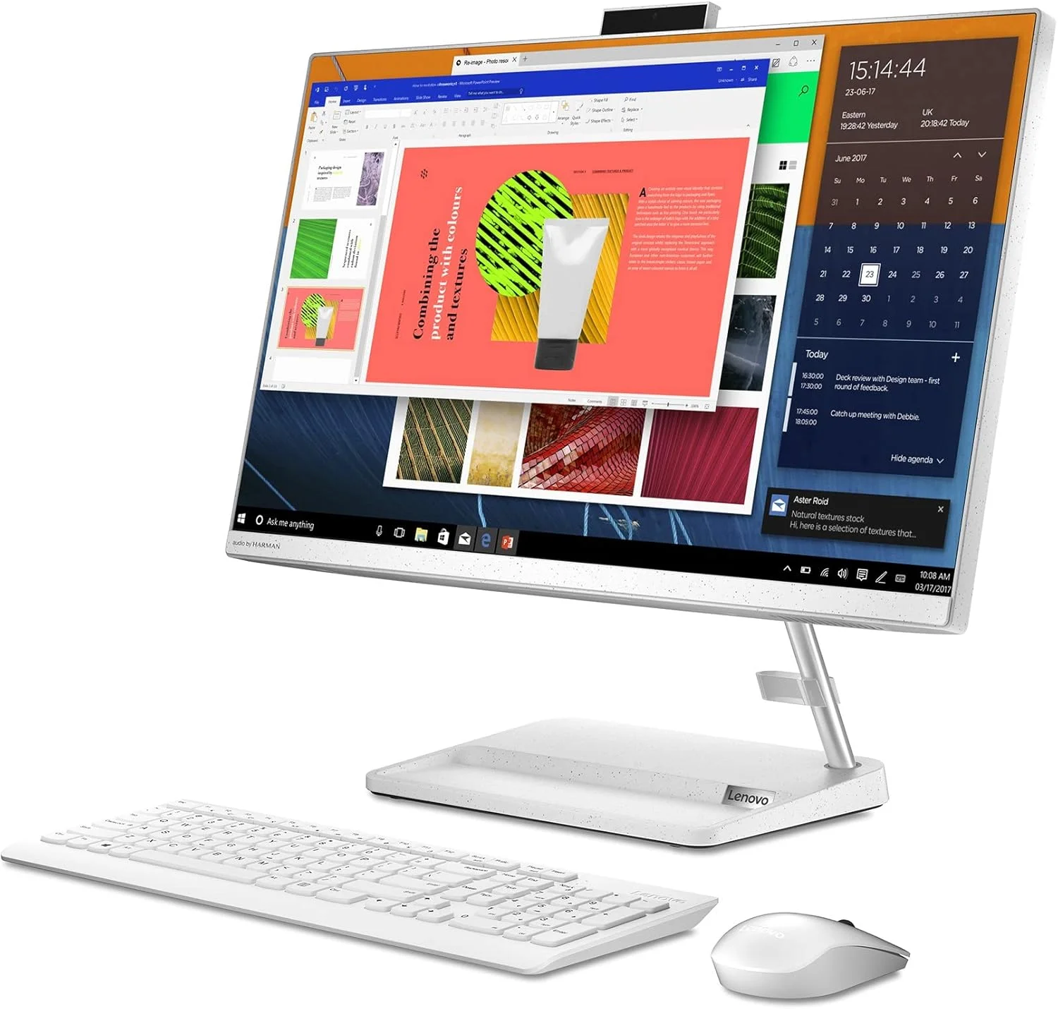 کامپیوتر همه کاره لنوو IdeaCentre AIO 3 با صفحه نمایش 23.8 اینچی FHD، پردازنده AMD Ryzen 7 5700U، رم 16 گیگابایتی، حافظه SSD 512 گیگابایتی، گرافیک یکپارچه AMD Radeon، ویندوز 10، کیبورد و ماوس انگلیسی سفید رنگ - [F0G1005PAX]