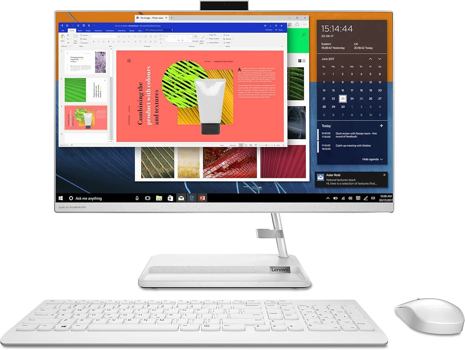 کامپیوتر همه کاره لنوو IdeaCentre AIO 3 با صفحه نمایش 23.8 اینچی Full HD IPS (پردازنده AMD Ryzen 5 3500U/ رم 8 گیگابایت/ حافظه SSD 512 گیگابایت/ ویندوز 10/ MS Office/ کارت گرافیک AMD Radeon/ دوربین HD 720p/ کیبورد و ماوس بی سیم/ سفید)، F0FX006KIN