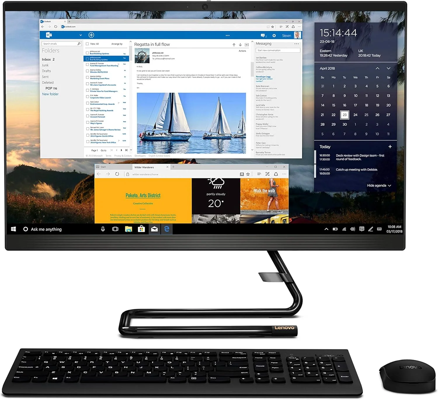 کامپیوتر همه کاره 23.8 اینچی FHD لنوو IdeaCentre A340 (نسل دهم پردازنده Intel Core i5/8GB رم/512GB SSD/ویندوز 10/آفیس 2019/وب کم HD 720p/کیبورد و ماوس بی سیم/مشکی تجاری)، F0E800VXIN