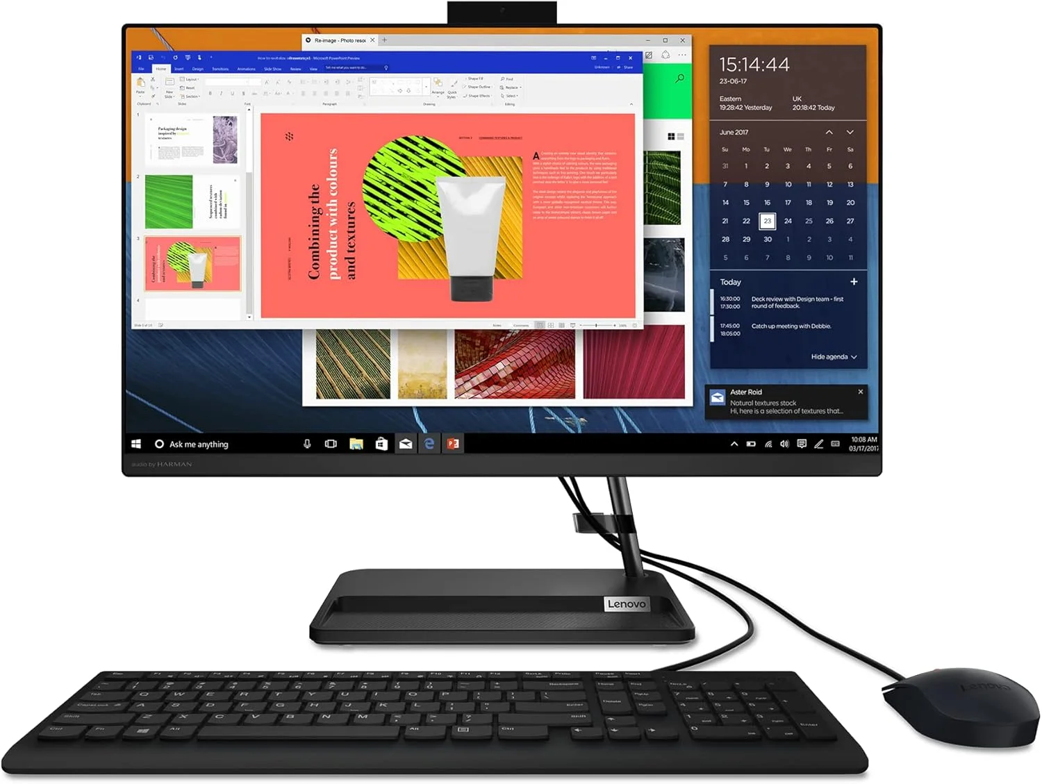 کامپیوتر رومیزی آل این وان لنوو IdeaCentre AIO 3 با صفحه نمایش 23.8 اینچ (پردازنده AMD Ryzen 5 5500U، رم 8 گیگابایت، حافظه SSD 512 گیگابایت، ویندوز 11 هوم 64 بیتی) - کامپیوتر همه کاره، کیبورد و ماوس بی سیم Calliope (مشکی)