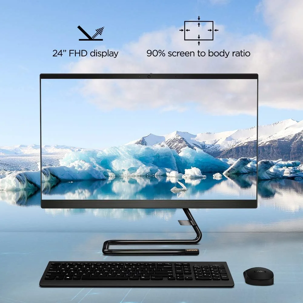 کامپیوتر همه کاره 23.8 اینچی FHD لنوو IdeaCentre A340 (نسل دهم پردازنده Intel Core i5/8GB رم/512GB SSD/ویندوز 10/آفیس 2019/وب کم HD 720p/کیبورد و ماوس بی سیم/مشکی تجاری)، F0E800VXIN کامپیوتر همه کاره 23.8 اینچی FHD لنوو IdeaCentre A340 (نسل دهم پردازنده Intel Core i5/8GB رم/512GB SSD/ویندوز 10/آفیس 2019/وب کم HD 720p/کیبورد و ماوس بی سیم/مشکی تجاری)، F0E800VXIN