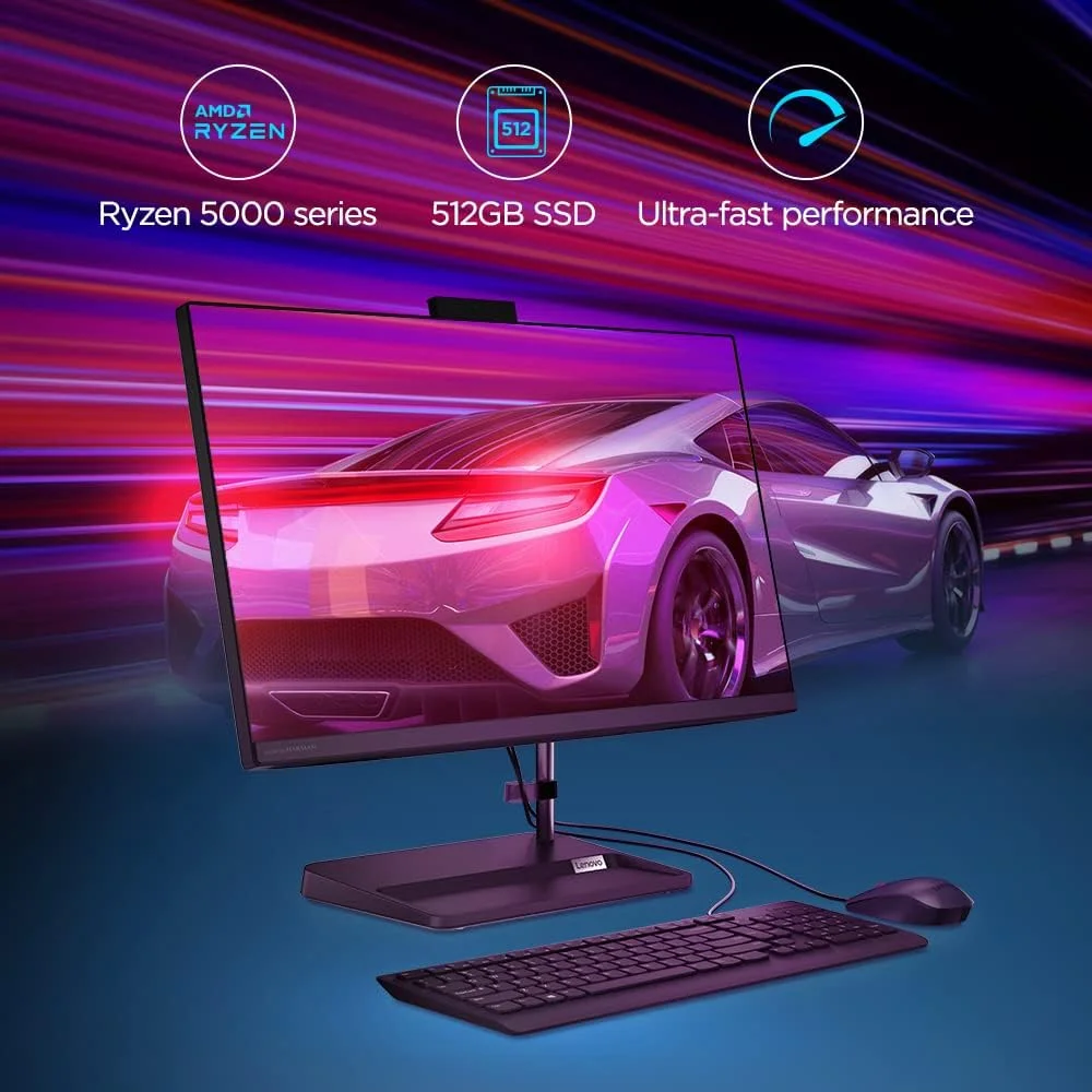 کامپیوتر همه کاره لنوو IdeaCentre AIO 3 با صفحه نمایش 23.8 اینچی FHD IPS بدون حاشیه (AMD Ryzen 3/8GB/512GB SSD/Win 11/MS Office 2021/AMD Radeon Graphics/720p Camera/کیبورد و ماوس بی سیم/مشکی)، F0G100H8IN کامپیوتر همه کاره لنوو IdeaCentre AIO 3 با صفحه نمایش 23.8 اینچی FHD IPS بدون حاشیه (AMD Ryzen 3/8GB/512GB SSD/Win 11/MS Office 2021/AMD Radeon Graphics/720p Camera/کیبورد و ماوس بی سیم/مشکی)، F0G100H8IN