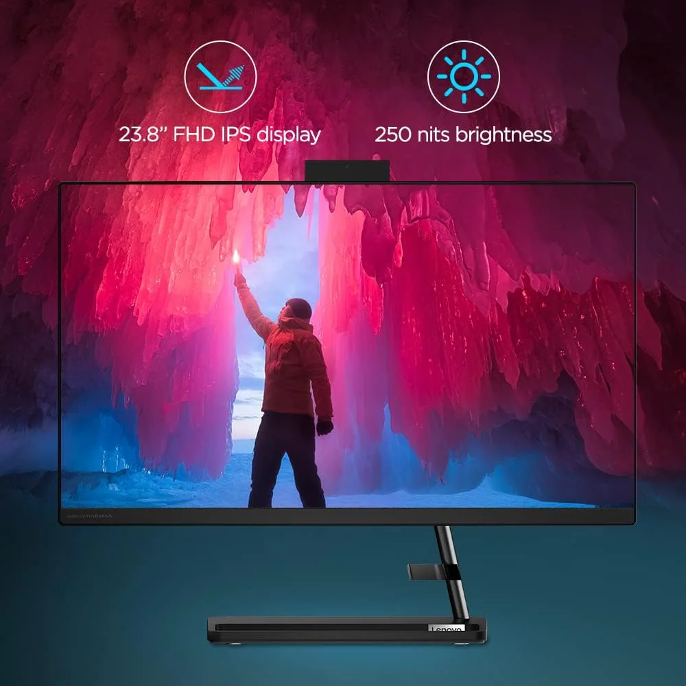 کامپیوتر همه کاره لنوو IdeaCentre AIO 3 با صفحه نمایش 23.8 اینچی FHD IPS بدون حاشیه (AMD Ryzen 3/8GB/512GB SSD/Win 11/MS Office 2021/AMD Radeon Graphics/720p Camera/کیبورد و ماوس بی سیم/مشکی)، F0G100H8IN کامپیوتر همه کاره لنوو IdeaCentre AIO 3 با صفحه نمایش 23.8 اینچی FHD IPS بدون حاشیه (AMD Ryzen 3/8GB/512GB SSD/Win 11/MS Office 2021/AMD Radeon Graphics/720p Camera/کیبورد و ماوس بی سیم/مشکی)، F0G100H8IN