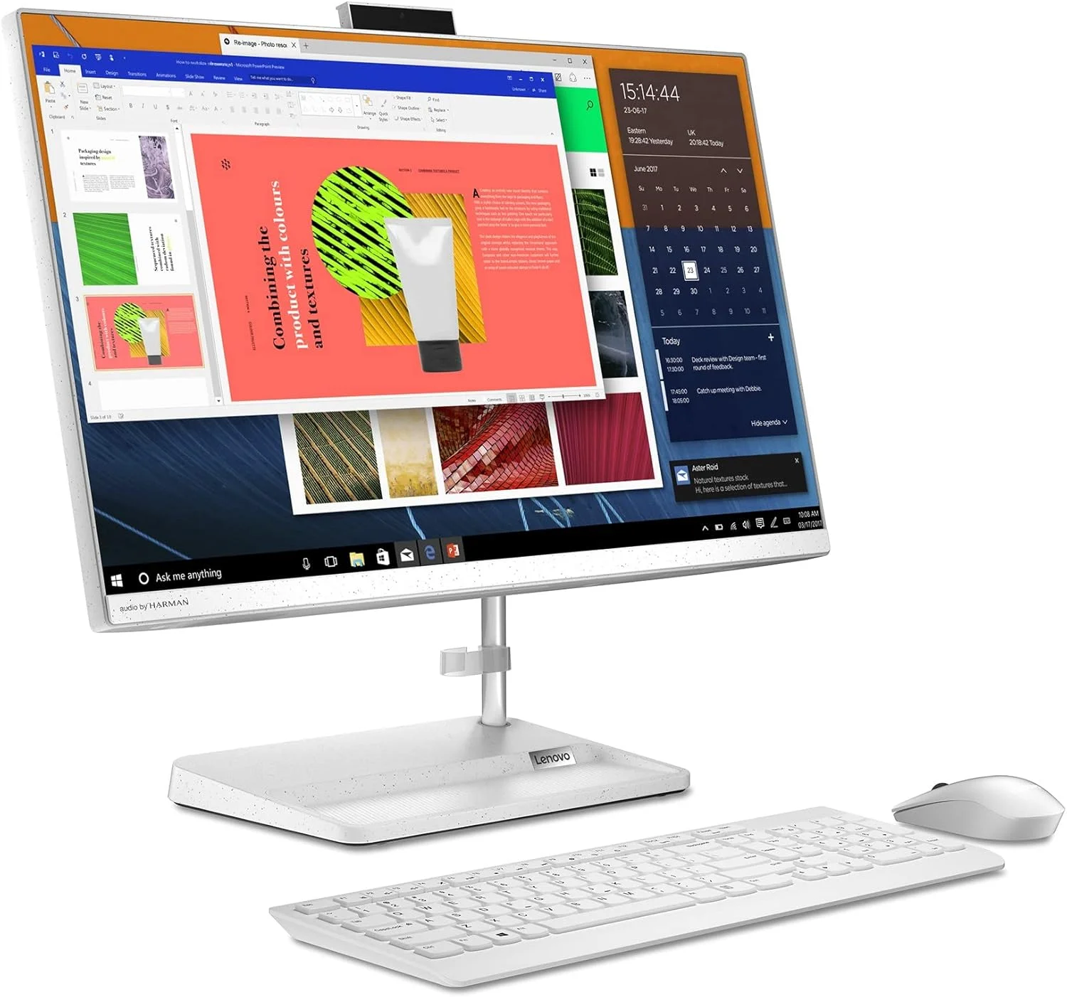 کامپیوتر همه کاره لنوو Ideacentre AIO 3 با صفحه نمایش 23.8 اینچی FHD، پردازنده AMD Ryzen R7-5700U، رم 16 گیگابایتی، حافظه SSD 512 گیگابایتی، گرافیک یکپارچه AMD Radeon، ویندوز 11، کیبورد و ماوس بی سیم، سفید - [F0G100CWAX]