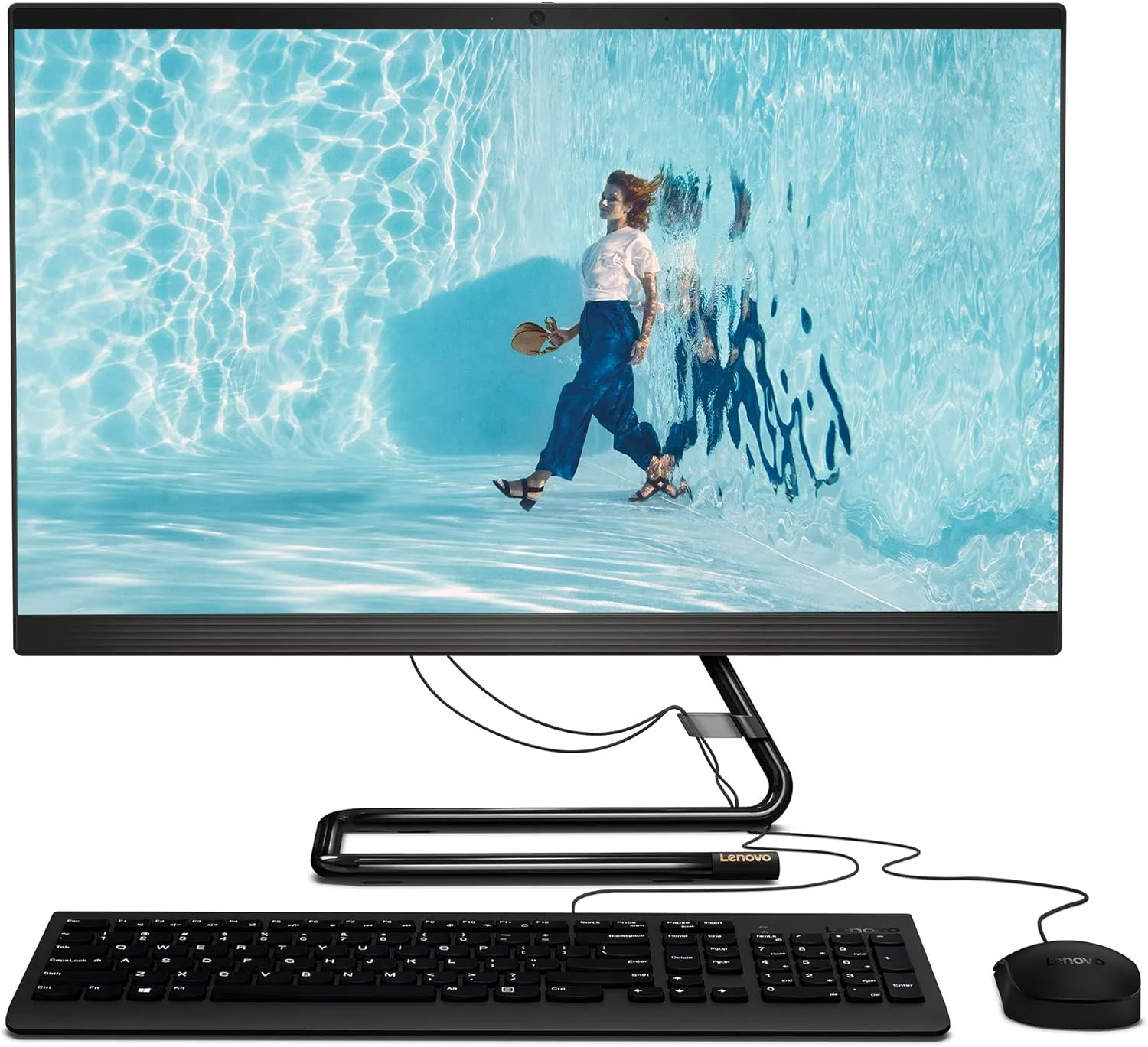 کامپیوتر همه کاره Lenovo IdeaCentre AIO 3 با صفحه نمایش 23.8 اینچی FHD - (پردازنده Intel Core i5، رم 8 گیگابایتی، هارد دیسک 1 ترابایتی، ویندوز 10 هوم) - کامپیوتر All-in-One، ماوس و کیبورد سیمی (مشکی تجاری)