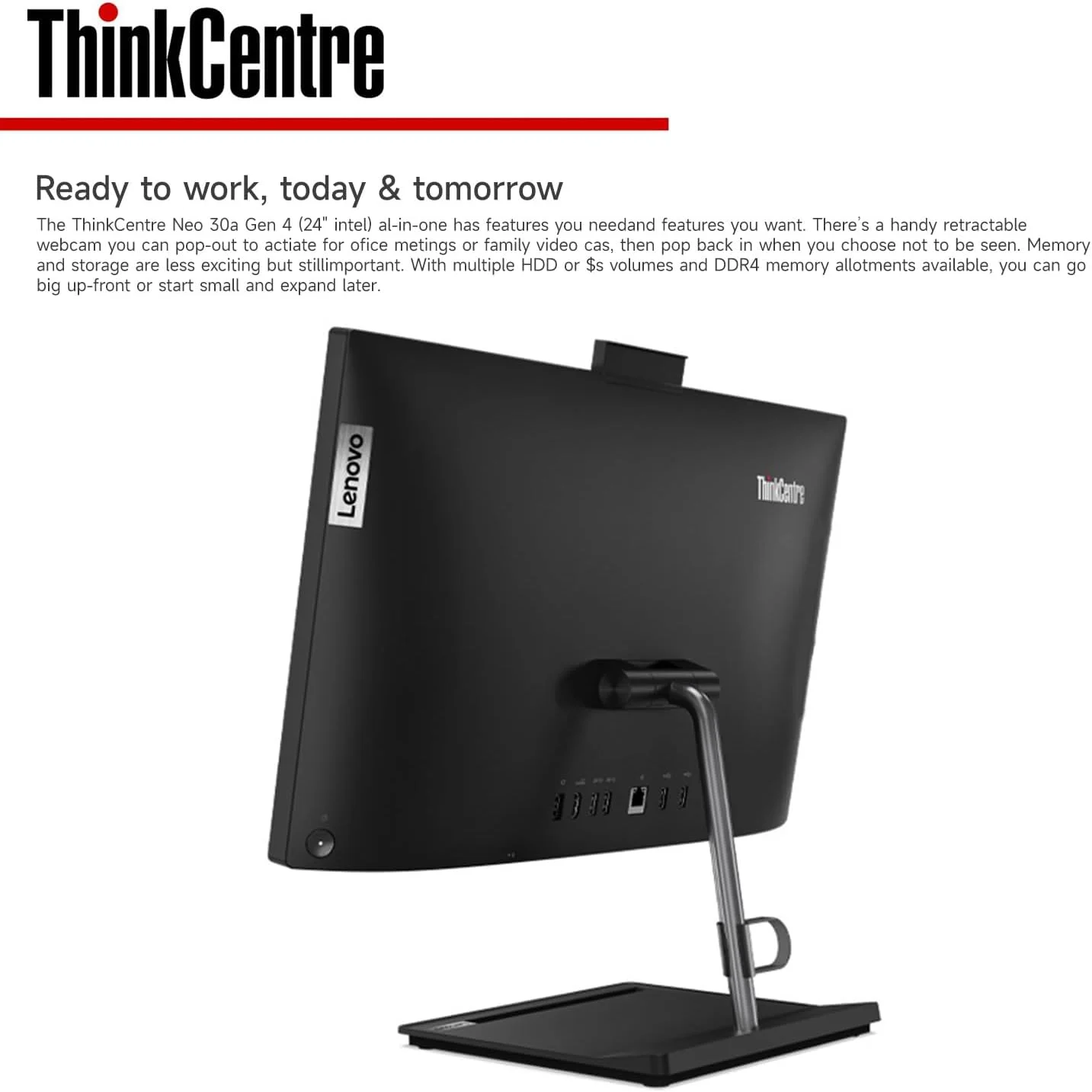کامپیوتر همه کاره تجاری لنوو ThinkCentre M90a، صفحه نمایش 23.8 اینچی FHD IPS، پردازنده Intel Core i5-10500، وای فای 6، رم 16 گیگابایتی، SSD 512 گیگابایتی، وب کم 1080P، DVD-RW، DisplayPort، RJ-45، ویندوز 11 پرو