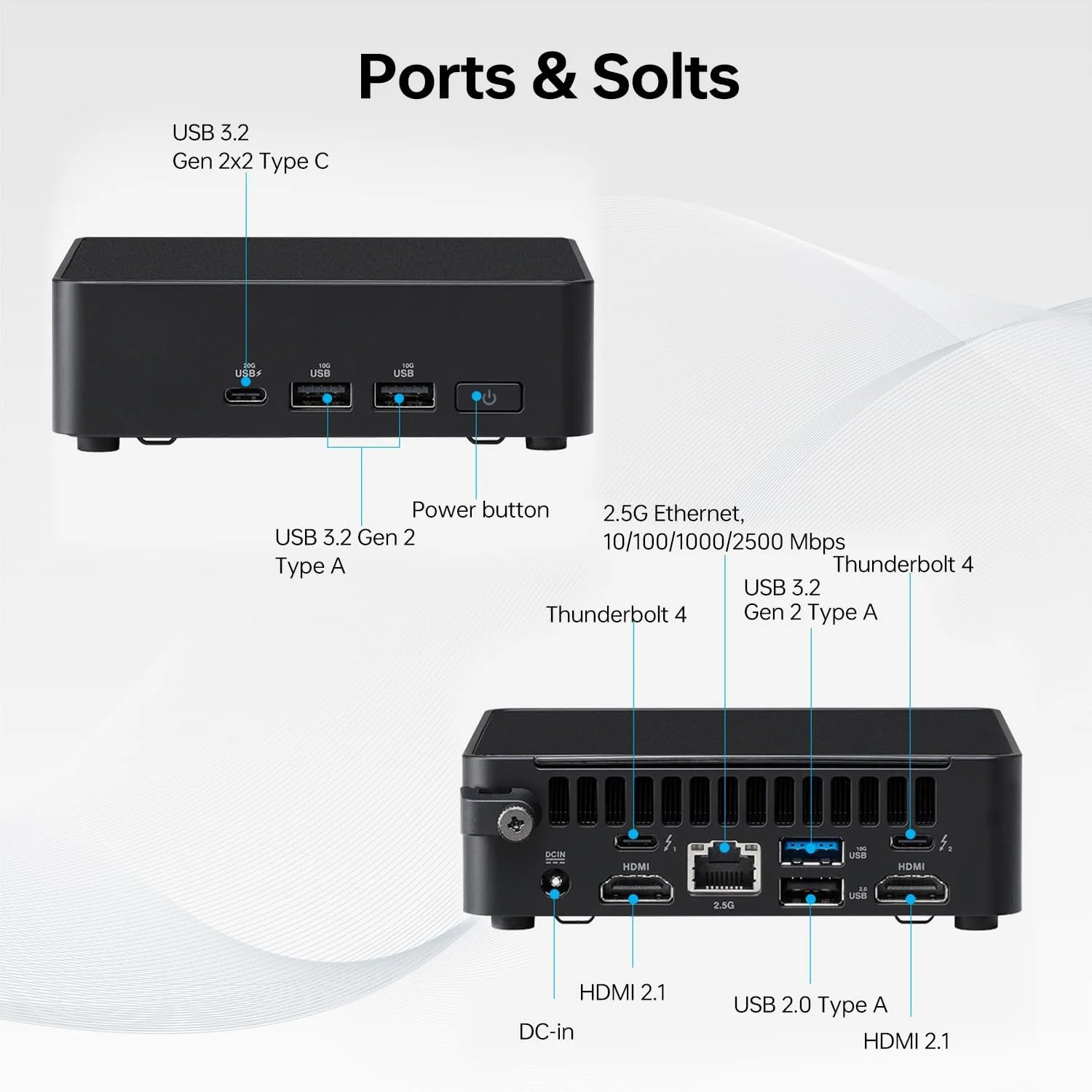مینی کامپیوتر ASUS NUC 14 Pro AI، مینی دسکتاپ Ultra 7 155H، رم 64 گیگابایتی DDR5، اس اس دی 4 ترابایتی PCIe، تاندربولت، HDMI، RJ-45، Wi-Fi 6، ویندوز 11 پرو، مشکی، پشتیبانی از هوش مصنوعی/8K/بازی (ارتقا یافته)