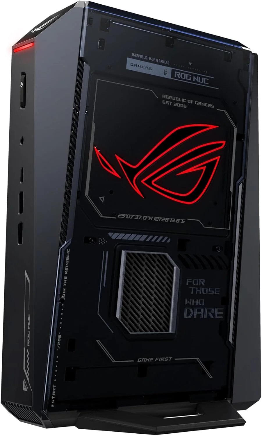 مینی پی سی ایسوس ROG NUC (2025)، پردازنده Intel Core Ultra 9 275HX، کارت گرافیک NVIDIA GeForce RTX 5080، رم 16 گیگابایتی DDR5-6400 MTs (تا 48 گیگابایت)، 2 ترابایت NVMe، وای فای 7، بلوتوث 5.4، تاندربولت 4، Type-C | RNUC15JNK9X28AA2