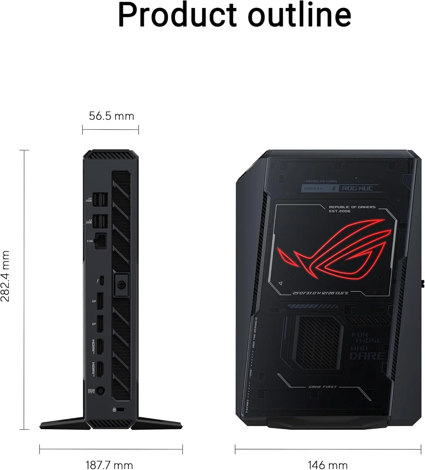 مینی پی سی ایسوس ROG NUC (2025)، پردازنده Intel Core Ultra 9 275HX، کارت گرافیک NVIDIA GeForce RTX 5080، رم 16 گیگابایتی DDR5-6400 MTs (تا 48 گیگابایت)، 2 ترابایت NVMe، وای فای 7، بلوتوث 5.4، تاندربولت 4، Type-C | RNUC15JNK9X28AA2