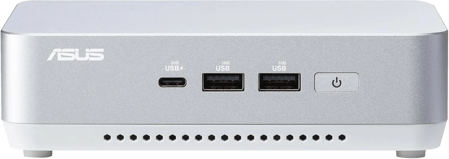 ASUS NUC 14 Pro+ Barebone با پردازنده نسل ۱۴ اینتل Core Ultra 9 185H (پشتیبانی از NPU)، تا ۹۶ گیگابایت رم DDR5، دو جایگاه ذخیره سازی، تاندربولت ۴، وای فای 6E و بلوتوث 5.3، شاسی آلومینیومی نقره ای، همراه با پایه VESA