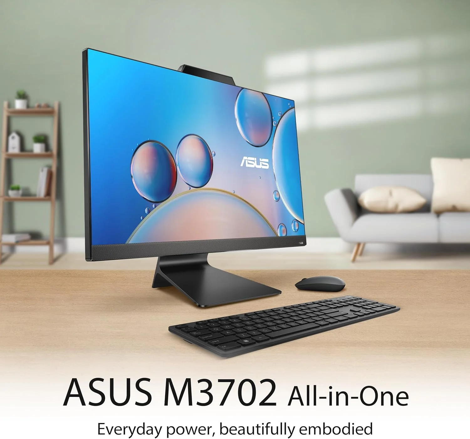 کامپیوتر همه کاره ASUS M3702، صفحه نمایش 27 اینچی FHD، پردازنده AMD Ryzen™ 5 7520U، رم 16 گیگابایتی، SSD 1 ترابایتی، ویندوز 11 هوم، قفل Kensington، مشکی، M3702WFA-PB506