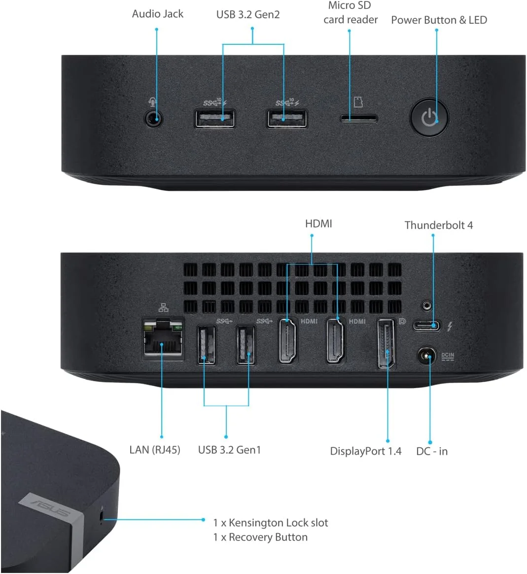 مینی کامپیوتر رومیزی ایسوس CHROMEBOX5-S5007UN (پردازنده Intel Core i5-1240P، گرافیک مجتمع Intel Iris Xe، حافظه 8 گیگابایتی DDR4، حافظه SSD 128 گیگابایتی M.2 NVMe PCIe 3.0، WiFi 6E، سیستم عامل Chrome)، مشکی