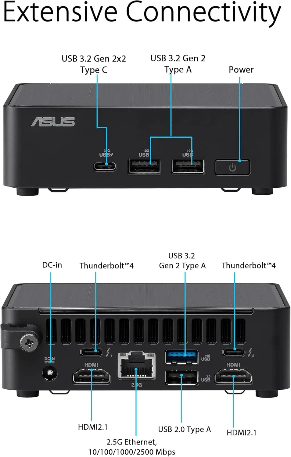 ASUS NUC 14 Pro Tall Barebone با پردازنده نسل 14 اینتل Core Ultra 5 125H (پشتیبانی از NPU)، تا 96 گیگابایت رم DDR5، سه جایگاه ذخیره سازی، Thunderbolt 4، Wi-Fi 6E و بلوتوث 5.3، دسترسی آسان به شاسی بدون ابزار، همراه با پایه VESA ASUS NUC 14 Pro Tall Barebone با پردازنده نسل 14 اینتل Core Ultra 5 125H (پشتیبانی از NPU)، تا 96 گیگابایت رم DDR5، سه جایگاه ذخیره سازی، Thunderbolt 4، Wi-Fi 6E و بلوتوث 5.3، دسترسی آسان به شاسی بدون ابزار، همراه با پایه VESA