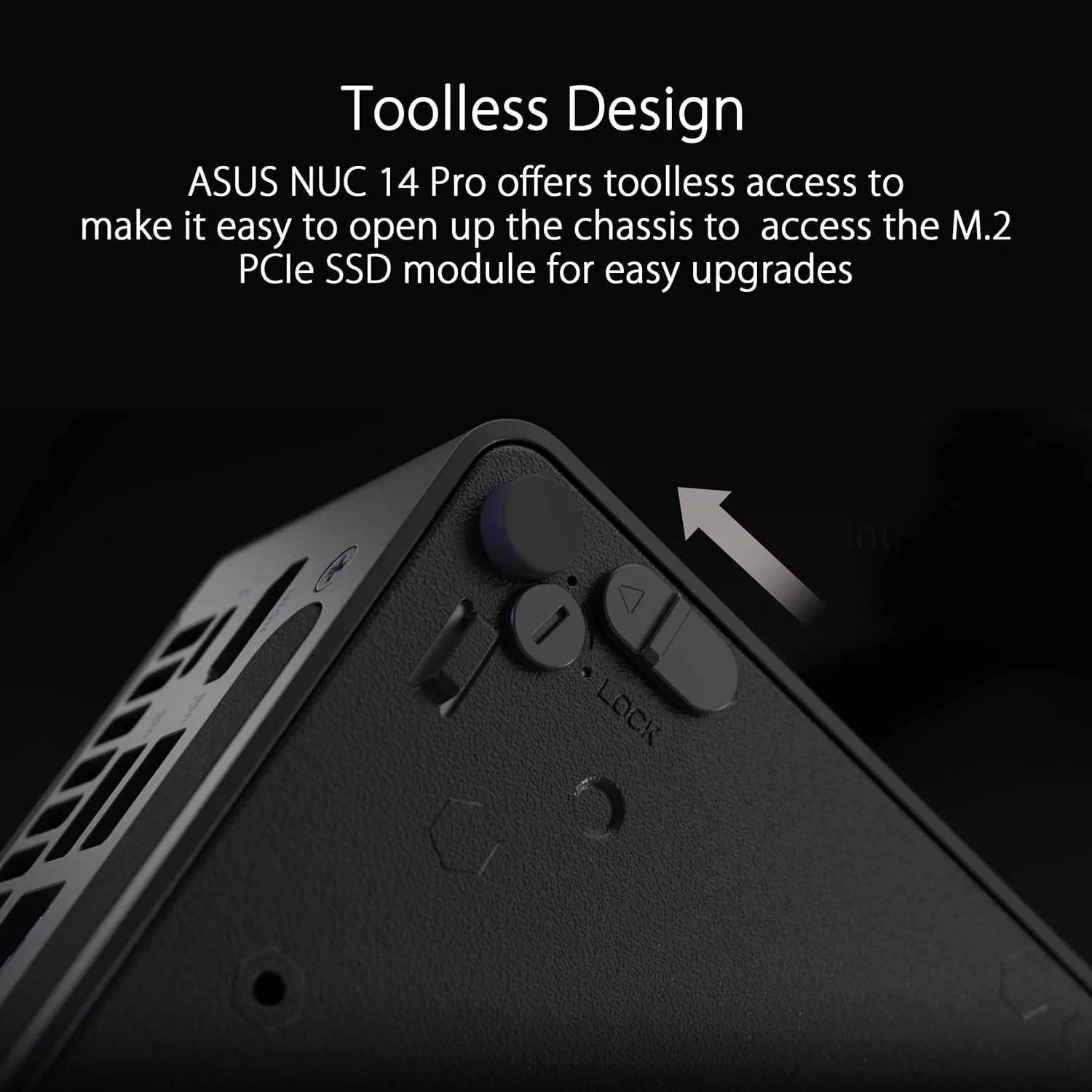 ASUS NUC 14 Pro Tall Barebone با پردازنده نسل 14 اینتل Core Ultra 5 125H (پشتیبانی از NPU)، تا 96 گیگابایت رم DDR5، سه جایگاه ذخیره سازی، Thunderbolt 4، Wi-Fi 6E و بلوتوث 5.3، دسترسی آسان به شاسی بدون ابزار، همراه با پایه VESA ASUS NUC 14 Pro Tall Barebone با پردازنده نسل 14 اینتل Core Ultra 5 125H (پشتیبانی از NPU)، تا 96 گیگابایت رم DDR5، سه جایگاه ذخیره سازی، Thunderbolt 4، Wi-Fi 6E و بلوتوث 5.3، دسترسی آسان به شاسی بدون ابزار، همراه با پایه VESA