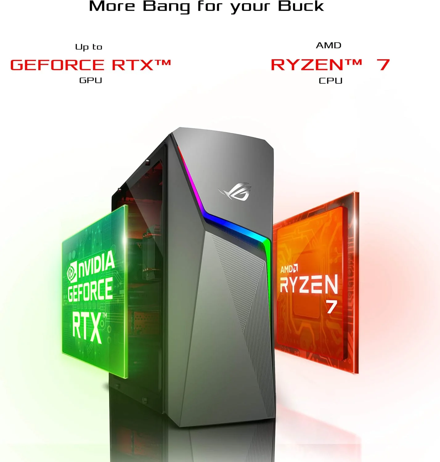کامپیوتر رومیزی گیمینگ ایسوس ROG Strix GL10DH، پردازنده AMD Ryzen 7 3700X، کارت گرافیک GeForce GTX 1660 Ti، رم 16 گیگابایتی DDR4، حافظه SSD 512 گیگابایتی + SSD 1 ترابایتی، وای فای 5، ویندوز 10 هوم، GL10DH-PH762