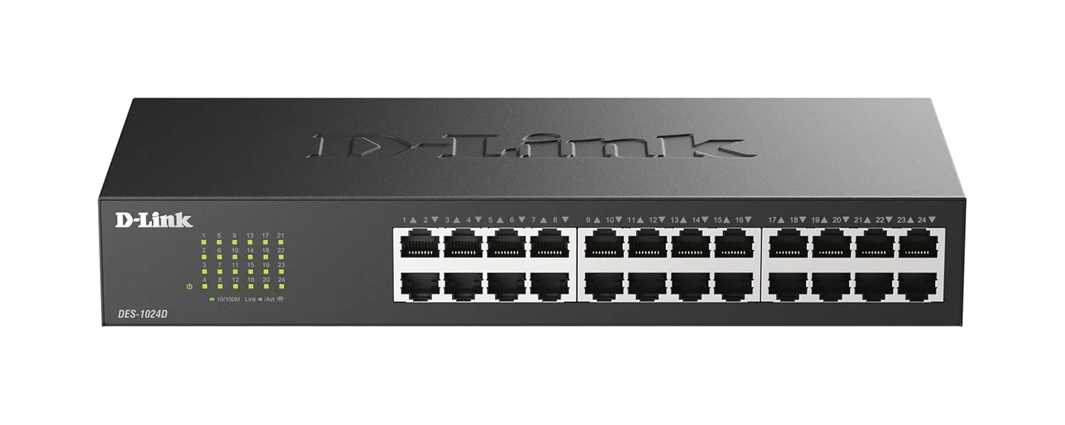 سوئیچ دسکتاپ 24 پورت 10/100Mbps دی-لینک مدل DES-1024D (مشکی)