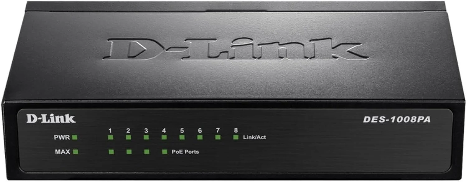 سوئیچ D-Link des-1008 Pa – سوئیچ شبکه (غیر مدیریتی، اترنت سریع (10/100)، IEEE 802.3، IEEE 802.3 Af، IEEE 802.3U، IEEE 802.3 X، 1000 ورودی، 1.6 گیگابیت بر ثانیه، 1 گیگابیت بر ثانیه) مشکی