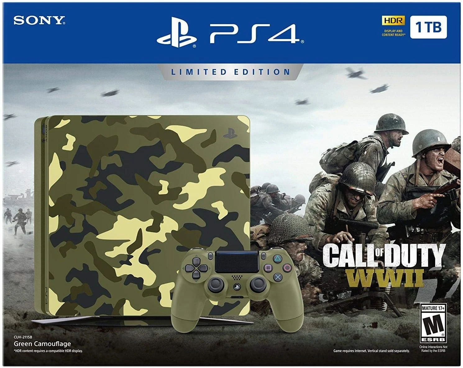 کنسول بازی سونی پلی استیشن 4 اسلیم 1 ترابایت نسخه محدود - باندل Call of Duty WWII