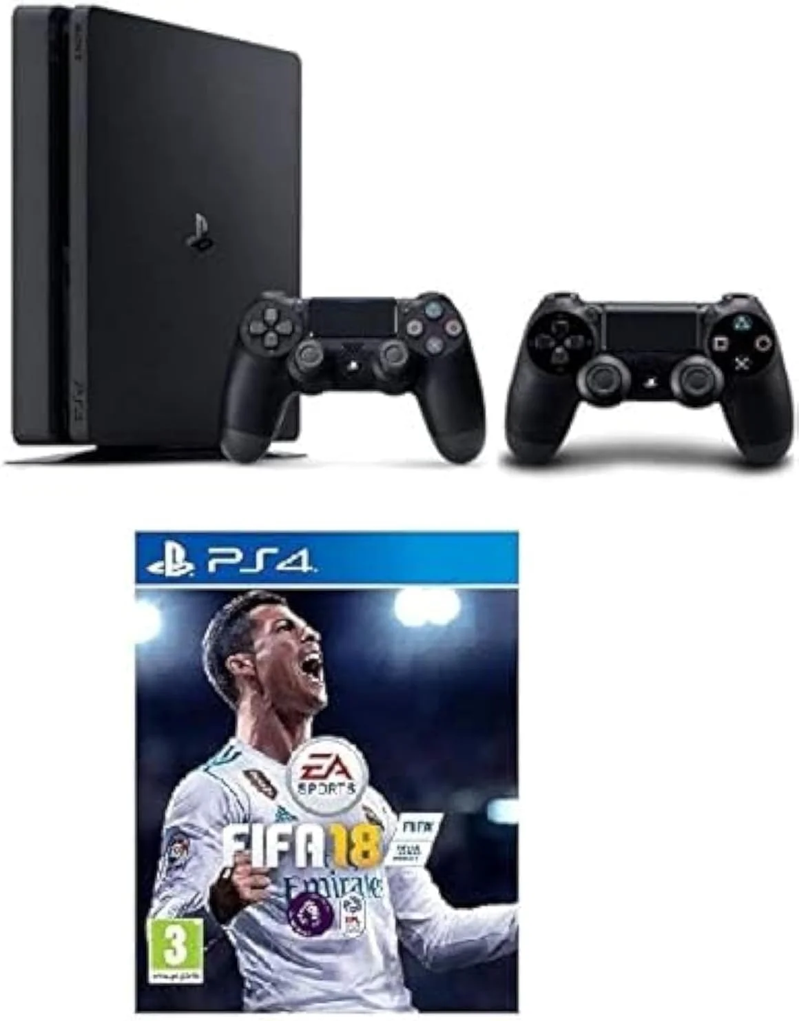 کنسول بازی سونی پلی استیشن 4 اسلیم 500 گیگابایت به همراه یک دسته اضافی و بازی FIFA 18