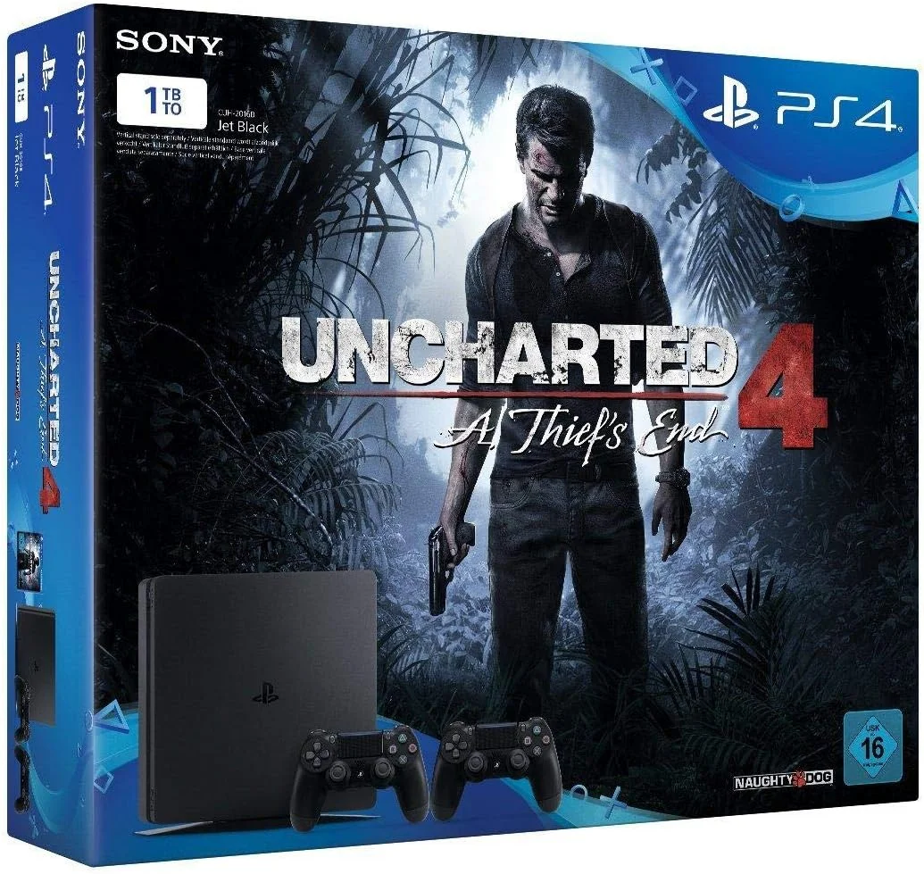 کنسول بازی سونی پلی استیشن 4 اسلیم 1 ترابایت به همراه بازی Uncharted 4 + 2 عدد دسته DualShock 4