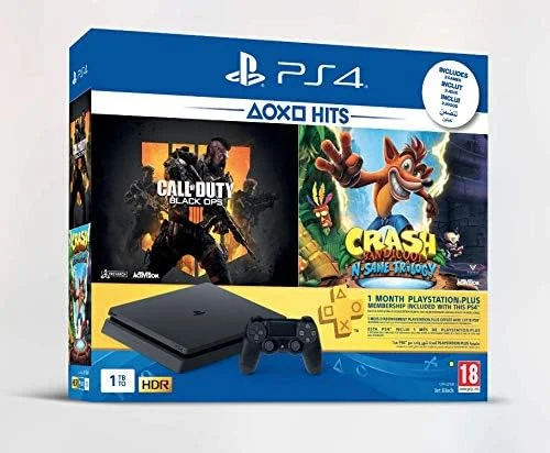 کنسول 1 ترابایتی پلی استیشن 4 سونی (مشکی) به همراه اشتراک 1 ماهه PSN و 2 بازی (Call Of Duty Black Ops 4 و Crash Bandicoot N-Sane Trilogy) باندل