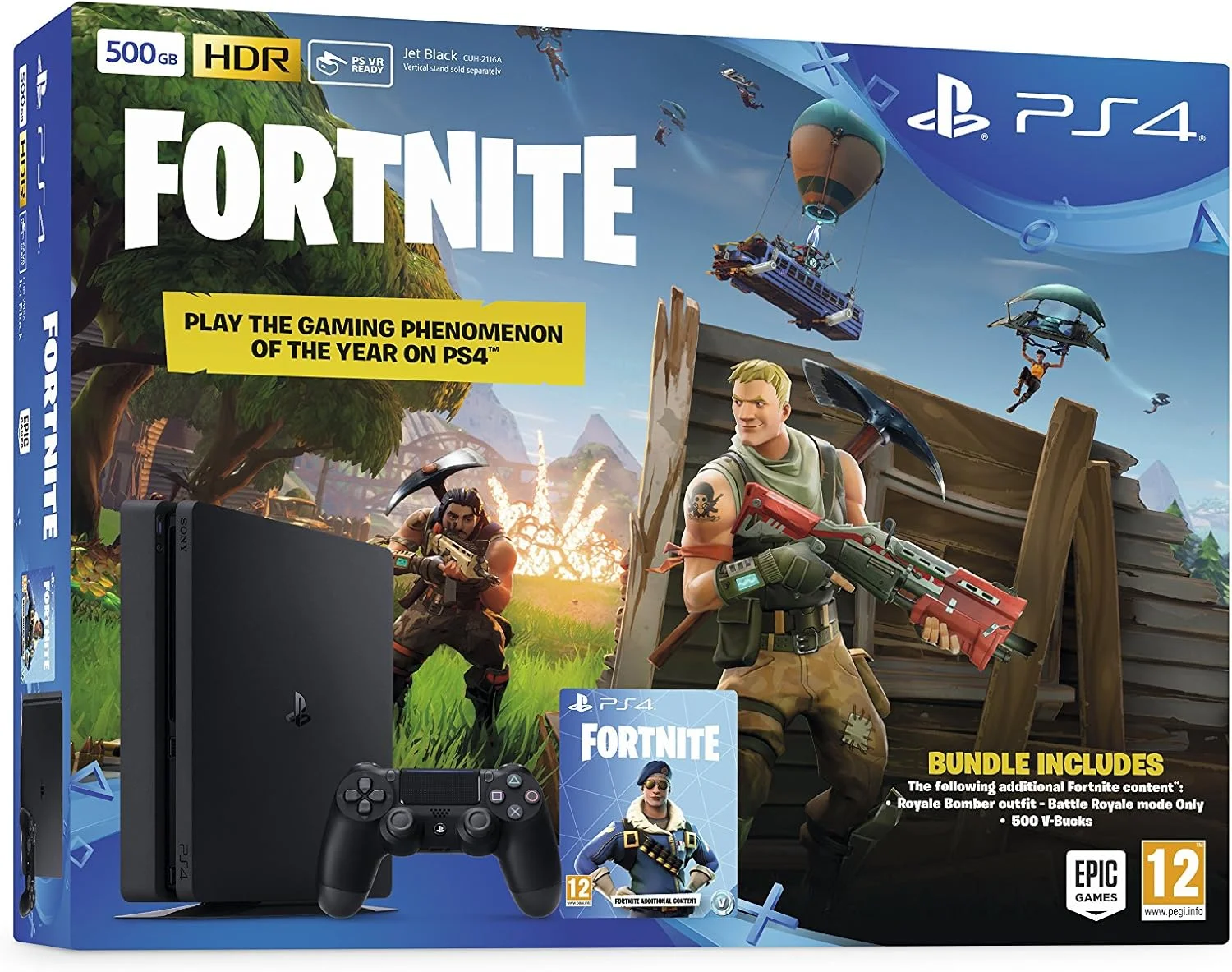 کنسول پلی استیشن 4 سونی 500 گیگابایت (مشکی) به همراه Fortnite و بسته الحاقی Royal Bomber