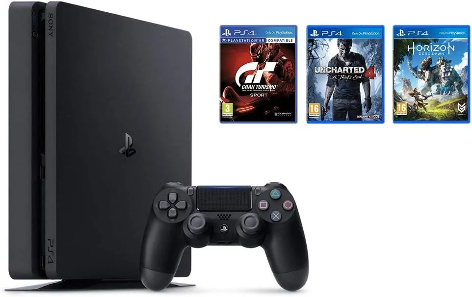 کنسول پلی استیشن 4 سونی 500 گیگابایت (مشکی) به همراه اشتراک 3 ماهه PSN و بسته 3 بازی (Uncharted 4، Horizon Zero Dawn و GT Sport)