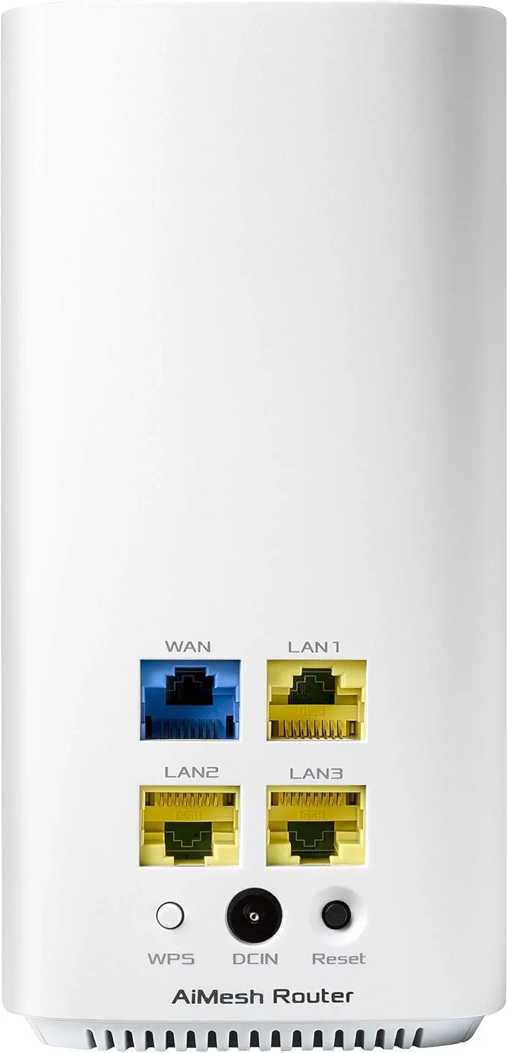 سیستم وای فای مش دو بانده Asus Cd6, Ac1500، پوشش بیش از 465 متر مربع، Aiprotection با Trendmicro برای مادام العمر، 4 پورت گیگابیتی، Adaptive Qos، سازگار با Aimesh، بسته 1 عددی، Cd6(1-Pk) سیستم وای فای مش دو بانده Asus Cd6, Ac1500، پوشش بیش از 465 متر مربع، Aiprotection با Trendmicro برای مادام العمر، 4 پورت گیگابیتی، Adaptive Qos، سازگار با Aimesh، بسته 1 عددی، Cd6(1-Pk)