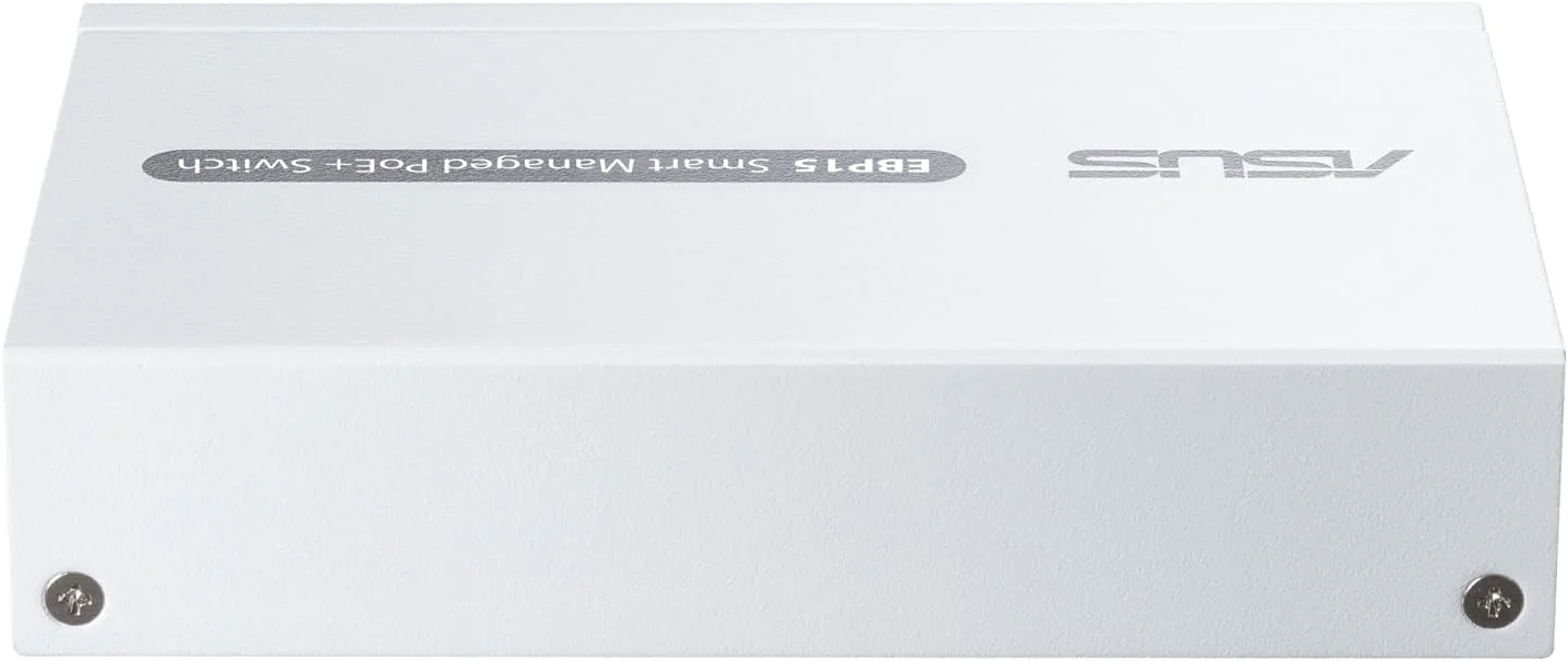 سوییچ 5 پورت گیگابیتی PoE+ هوشمند ASUS ExpertWiFi EBP15، پشتیبانی از تنظیم اولویت PoE، ایده آل برای اکسس پوینت های PoE، دوربین های مداربسته IP، تلفن های VoIP، مدیریت متمرکز برنامه با روتر ExpertWiFi - سفید