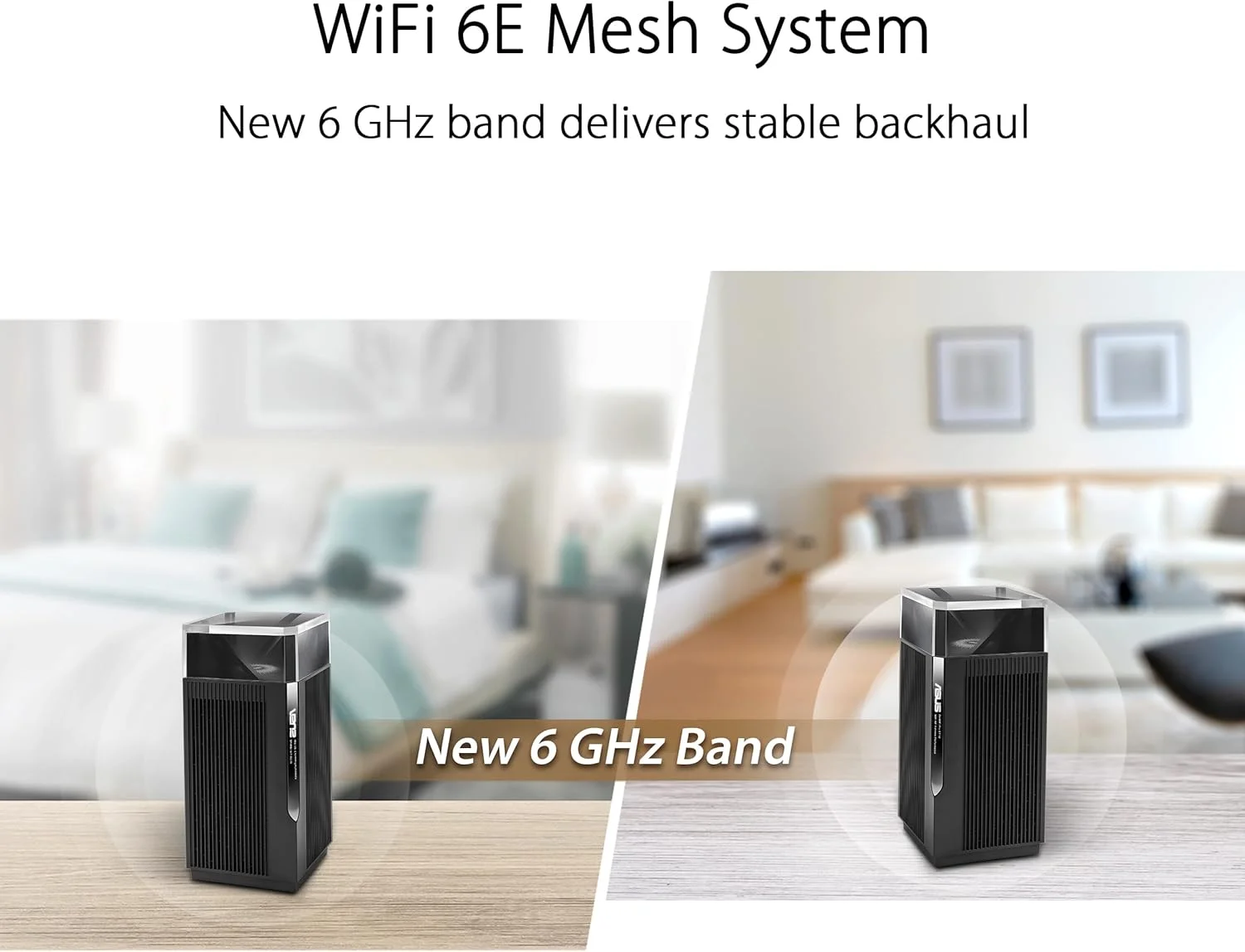 سیستم مش وای فای 6E سه بانده ASUS ZenWiFi Pro AXE11000 (ET12 2PK) - پوشش کل خانه تا 550 متر مربع و 6+ اتاق، پورت های دوگانه 2.5G، باند 6 گیگاهرتز، AiMesh، امنیت اینترنت مادام العمر، نصب آسان