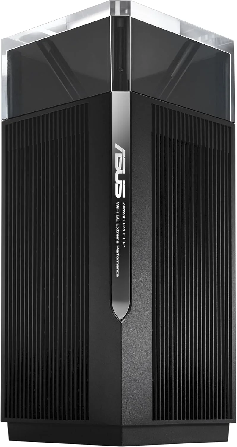 سیستم مش وای فای 6E سه بانده ASUS ZenWiFi Pro AXE11000 (ET12 2PK) - پوشش کل خانه تا 550 متر مربع و 6+ اتاق، پورت های دوگانه 2.5G، باند 6 گیگاهرتز، AiMesh، امنیت اینترنت مادام العمر، نصب آسان
