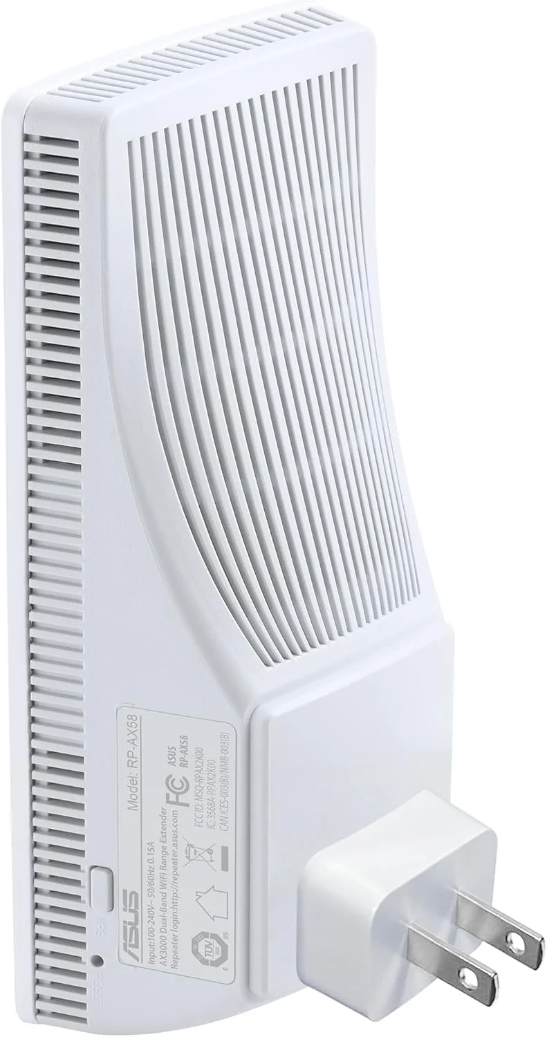 تقویت کننده برد وای فای 6 ایسوس AX3000، سازگار با AiMesh؛ دو بانده، کار با هر روتر (سفید)