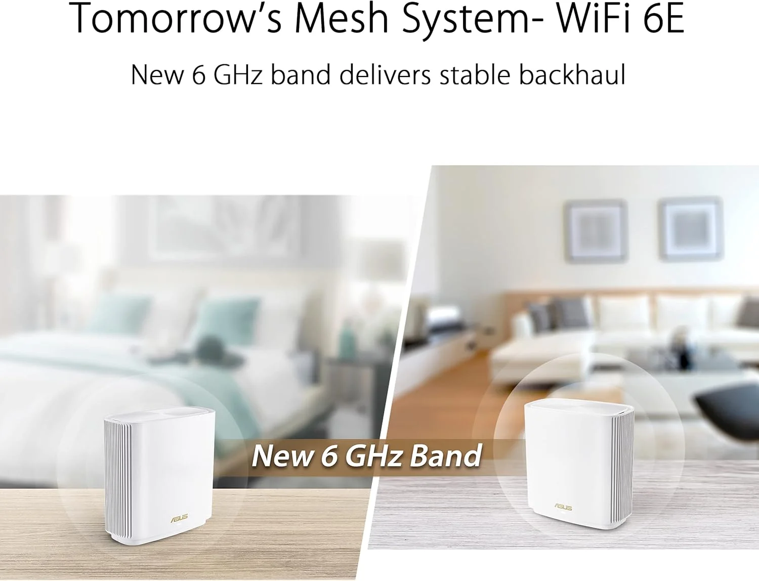 سیستم وای فای مش سه بانده ASUS ZenWiFi Whole-Home WiFi 6E (ET8 2PK)، پوشش تا 5500 فوت مربع و 6+ اتاق، 6600 مگابیت بر ثانیه، باند 6 گیگاهرتز جدید، AiMesh، Instant Guard