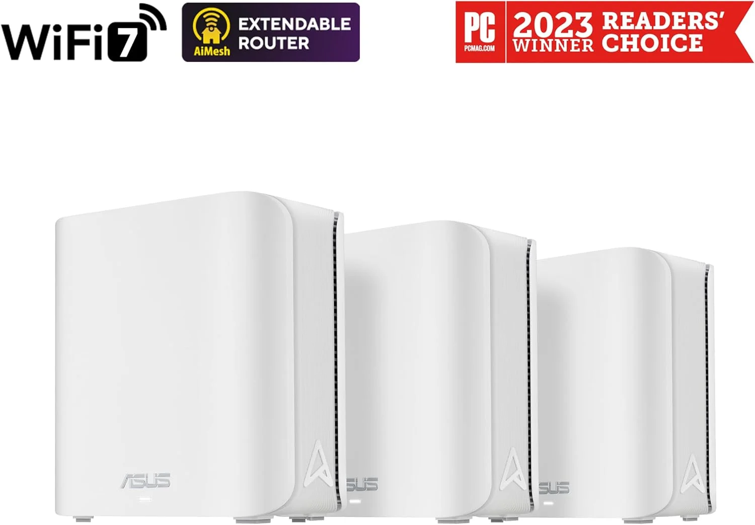 ASUS ZenWiFi BD4 (بسته 3 عددی) وای فای 7 مش دو بانده، 3600 مگابیت بر ثانیه، پوشش 6500 فوت مربع، دارای دو پورت 2.5G، امنیت و کنترل والدین، SSID های اصلی خانه هوشمند