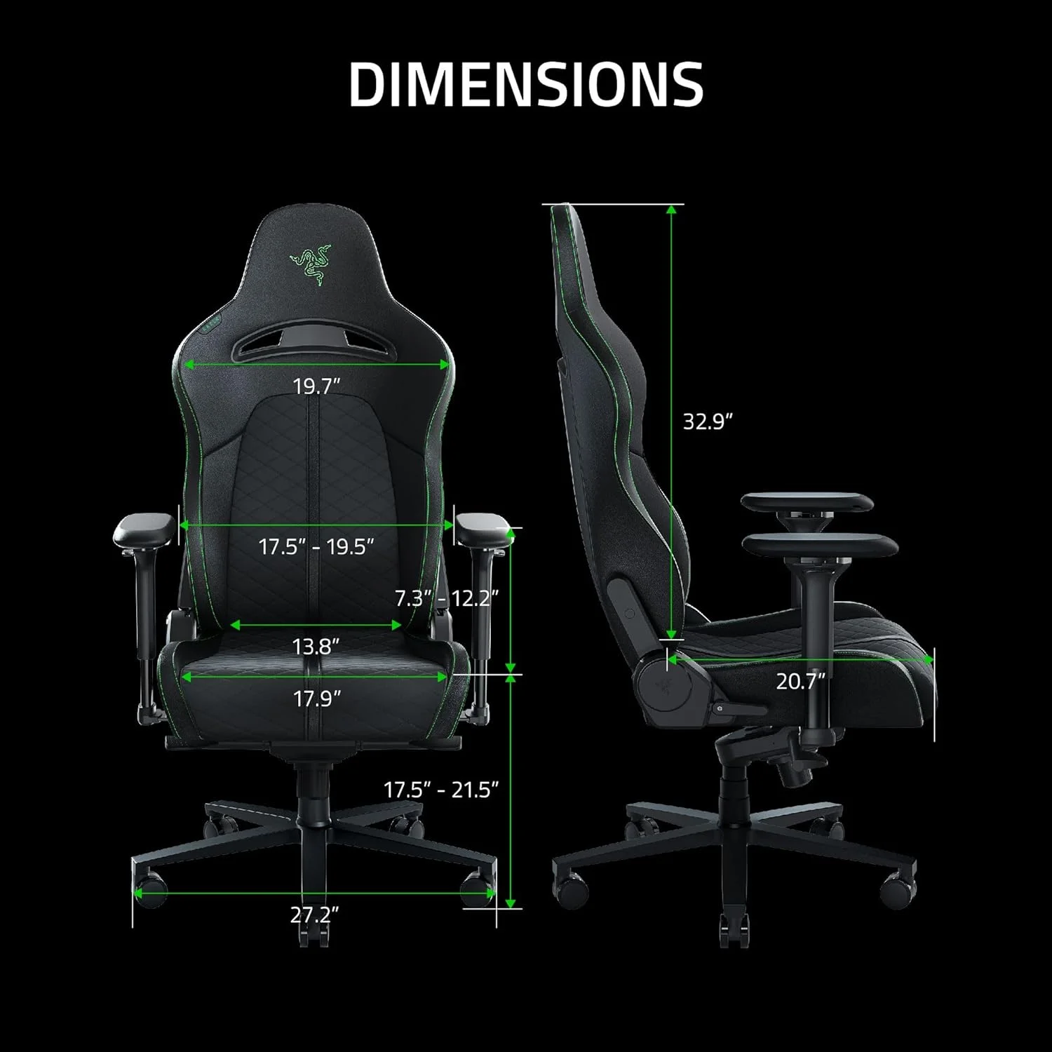 صندلی گیمینگ Razer Enki: راحتی تمام روز - دارای قوس کمری داخلی - تراکم بالشتک بهینه - چرم مصنوعی سازگار با محیط زیست با بافت دوگانه - شیب واکنشی صندلی و تکیه گاه 152 درجه - مشکی/سبز صندلی گیمینگ Razer Enki: راحتی تمام روز - دارای قوس کمری داخلی - تراکم بالشتک بهینه - چرم مصنوعی سازگار با محیط زیست با بافت دوگانه - شیب واکنشی صندلی و تکیه گاه 152 درجه - مشکی/سبز