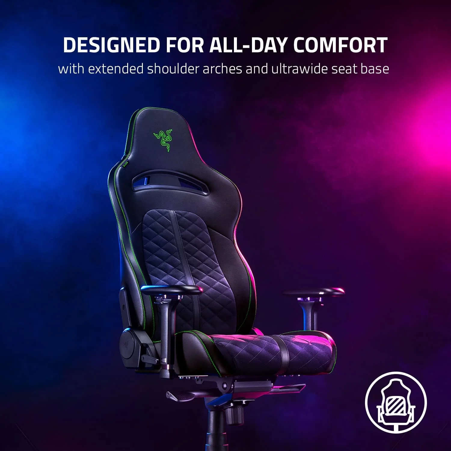 صندلی گیمینگ Razer Enki: راحتی تمام روز - دارای قوس کمری داخلی - تراکم بالشتک بهینه - چرم مصنوعی سازگار با محیط زیست با بافت دوگانه - شیب واکنشی صندلی و تکیه گاه 152 درجه - مشکی/سبز صندلی گیمینگ Razer Enki: راحتی تمام روز - دارای قوس کمری داخلی - تراکم بالشتک بهینه - چرم مصنوعی سازگار با محیط زیست با بافت دوگانه - شیب واکنشی صندلی و تکیه گاه 152 درجه - مشکی/سبز