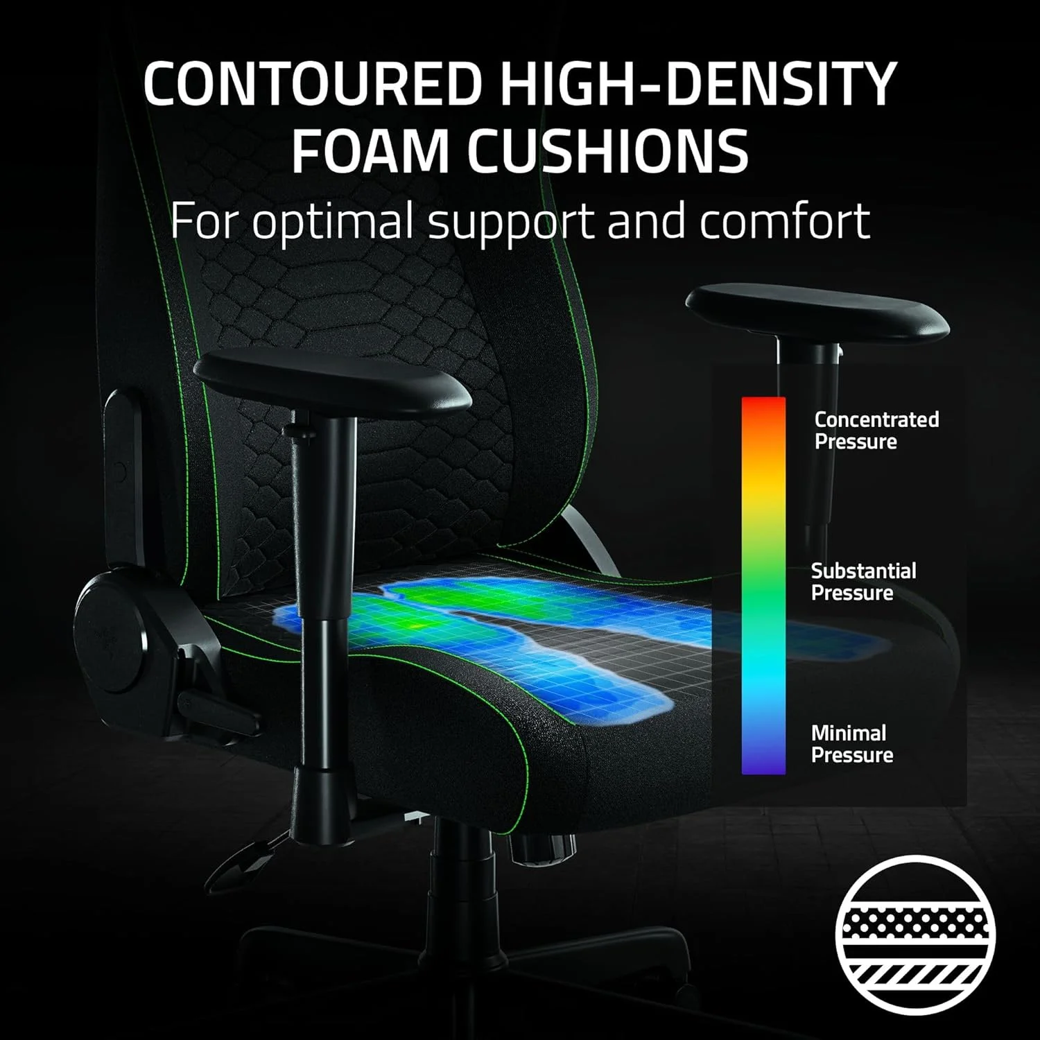 صندلی گیمینگ ارگونومیک Razer Iskur V2 X: پشتیبانی داخلی کمری، پایه صندلی پهن تر، بالشتک های فوم با چگالی بالا، قابلیت تنظیم زاویه 152 درجه، دسته های 2D، روکش پارچه ای نرم - مشکی صندلی گیمینگ ارگونومیک Razer Iskur V2 X: پشتیبانی داخلی کمری، پایه صندلی پهن تر، بالشتک های فوم با چگالی بالا، قابلیت تنظیم زاویه 152 درجه، دسته های 2D، روکش پارچه ای نرم - مشکی
