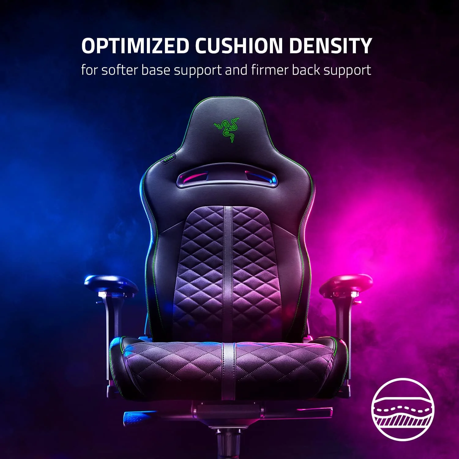 صندلی گیمینگ Razer Enki: راحتی تمام روز - دارای قوس کمری داخلی - تراکم بالشتک بهینه - چرم مصنوعی سازگار با محیط زیست با بافت دوگانه - شیب واکنشی صندلی و تکیه گاه 152 درجه - مشکی/سبز صندلی گیمینگ Razer Enki: راحتی تمام روز - دارای قوس کمری داخلی - تراکم بالشتک بهینه - چرم مصنوعی سازگار با محیط زیست با بافت دوگانه - شیب واکنشی صندلی و تکیه گاه 152 درجه - مشکی/سبز
