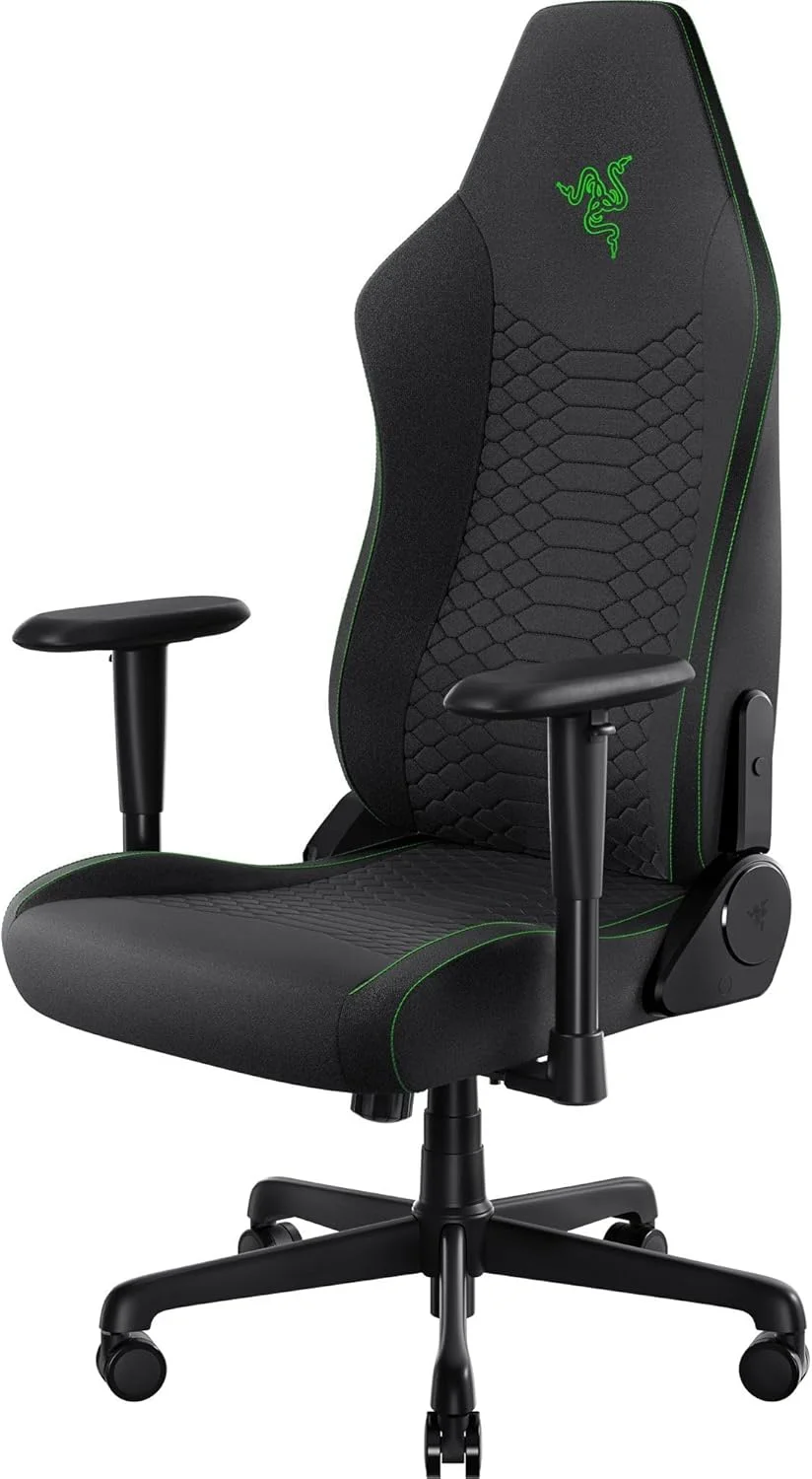 صندلی گیمینگ ارگونومیک Razer Iskur V2 X: پشتیبانی داخلی کمری، پایه صندلی پهن تر، بالشتک های فوم با چگالی بالا، قابلیت تنظیم زاویه 152 درجه، دسته های 2D، روکش پارچه ای نرم - مشکی صندلی گیمینگ ارگونومیک Razer Iskur V2 X: پشتیبانی داخلی کمری، پایه صندلی پهن تر، بالشتک های فوم با چگالی بالا، قابلیت تنظیم زاویه 152 درجه، دسته های 2D، روکش پارچه ای نرم - مشکی