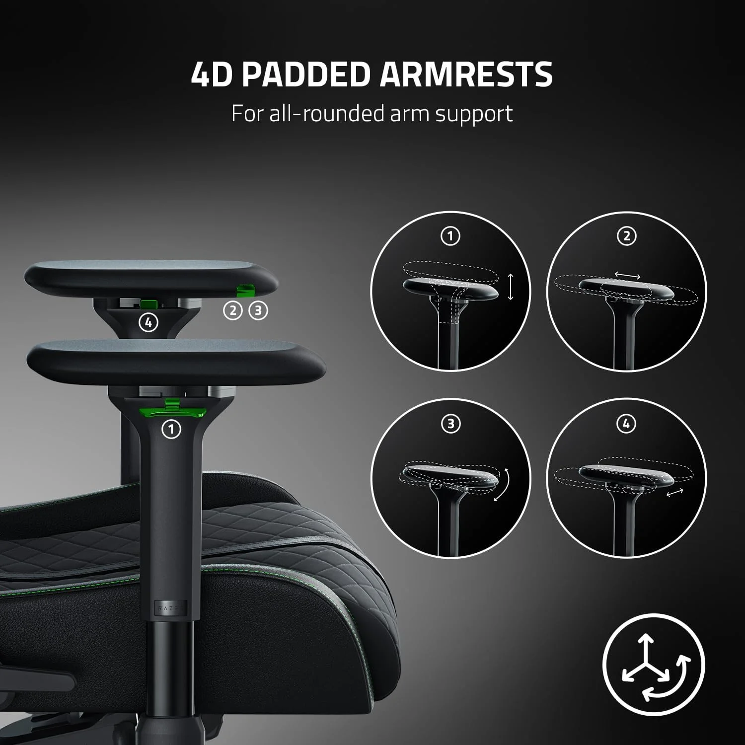 صندلی گیمینگ Razer Enki: راحتی تمام روز - دارای قوس کمری داخلی - تراکم بالشتک بهینه - چرم مصنوعی سازگار با محیط زیست با بافت دوگانه - شیب واکنشی صندلی و تکیه گاه 152 درجه - مشکی/سبز صندلی گیمینگ Razer Enki: راحتی تمام روز - دارای قوس کمری داخلی - تراکم بالشتک بهینه - چرم مصنوعی سازگار با محیط زیست با بافت دوگانه - شیب واکنشی صندلی و تکیه گاه 152 درجه - مشکی/سبز