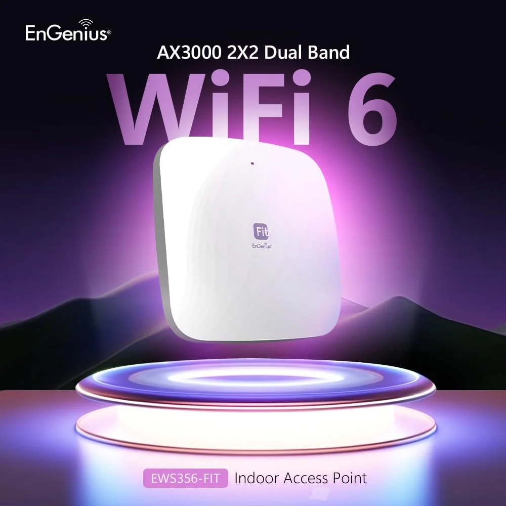 اکسس پوینت داخلی EnGenius مدل EWS356-FIT با قابلیت Wi-Fi 6 PoE | دو بانده AX3000 | مدیریت ابری، اپلیکیشن و کنترل OnPrem | WPA3، MU-MIMO، مش و رومینگ یکپارچه | بدون آداپتور اکسس پوینت داخلی EnGenius مدل EWS356-FIT با قابلیت Wi-Fi 6 PoE | دو بانده AX3000 | مدیریت ابری، اپلیکیشن و کنترل OnPrem | WPA3، MU-MIMO، مش و رومینگ یکپارچه | بدون آداپتور