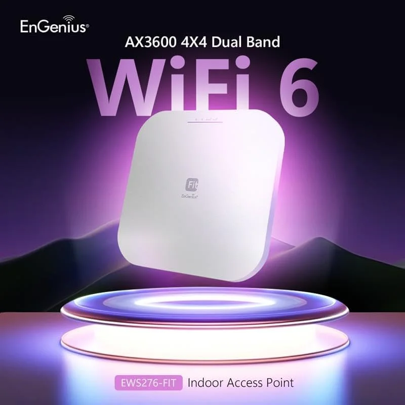 اکسس پوینت داخلی EnGenius مدل EWS276-FIT، وایرلس AP 4X4 Wi-Fi 6 PoE دو بانده AX3600 | 2.5Gbe PoE+ با قابلیت کنترل از طریق Cloud، App و OnPrem | دارای WPA3، MU-MIMO، Mesh و Seamless Roaming | بدون آداپتور