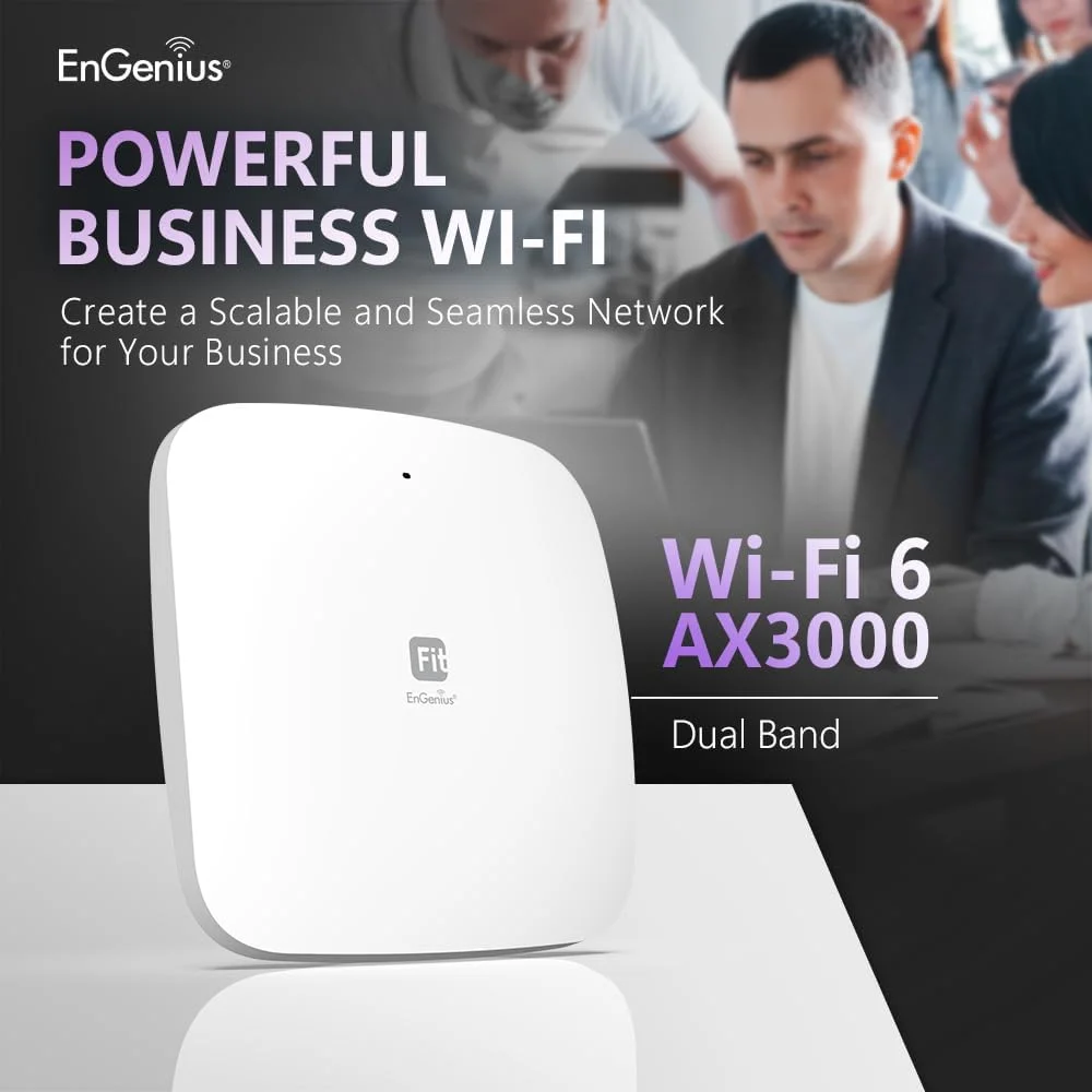 اکسس پوینت داخلی EnGenius مدل EWS356-FIT با قابلیت Wi-Fi 6 PoE | دو بانده AX3000 | مدیریت ابری، اپلیکیشن و کنترل OnPrem | WPA3، MU-MIMO، مش و رومینگ یکپارچه | بدون آداپتور اکسس پوینت داخلی EnGenius مدل EWS356-FIT با قابلیت Wi-Fi 6 PoE | دو بانده AX3000 | مدیریت ابری، اپلیکیشن و کنترل OnPrem | WPA3، MU-MIMO، مش و رومینگ یکپارچه | بدون آداپتور