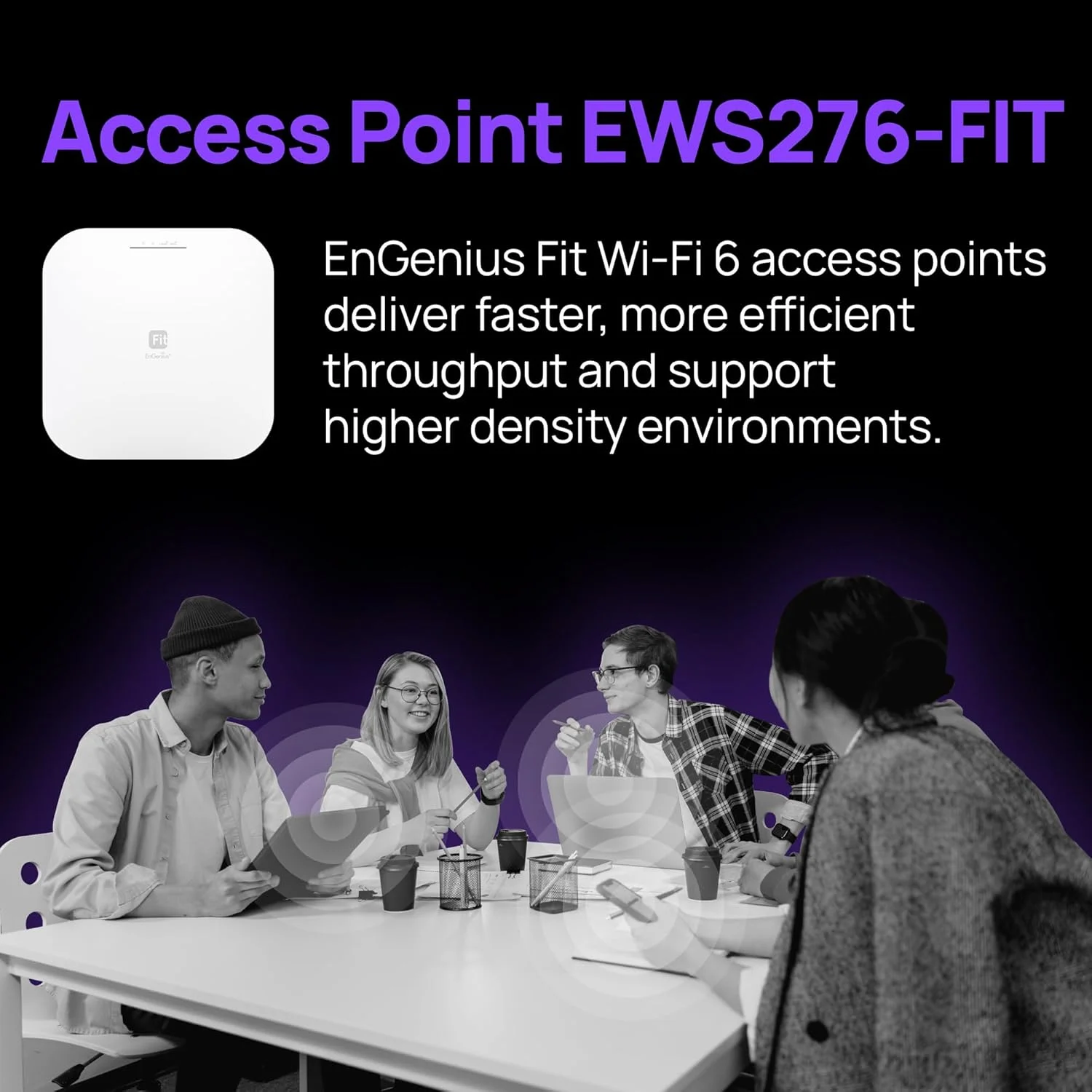 اکسس پوینت داخلی EnGenius مدل EWS276-FIT، وایرلس AP 4X4 Wi-Fi 6 PoE دو بانده AX3600 | 2.5Gbe PoE+ با قابلیت کنترل از طریق Cloud، App و OnPrem | دارای WPA3، MU-MIMO، Mesh و Seamless Roaming | بدون آداپتور