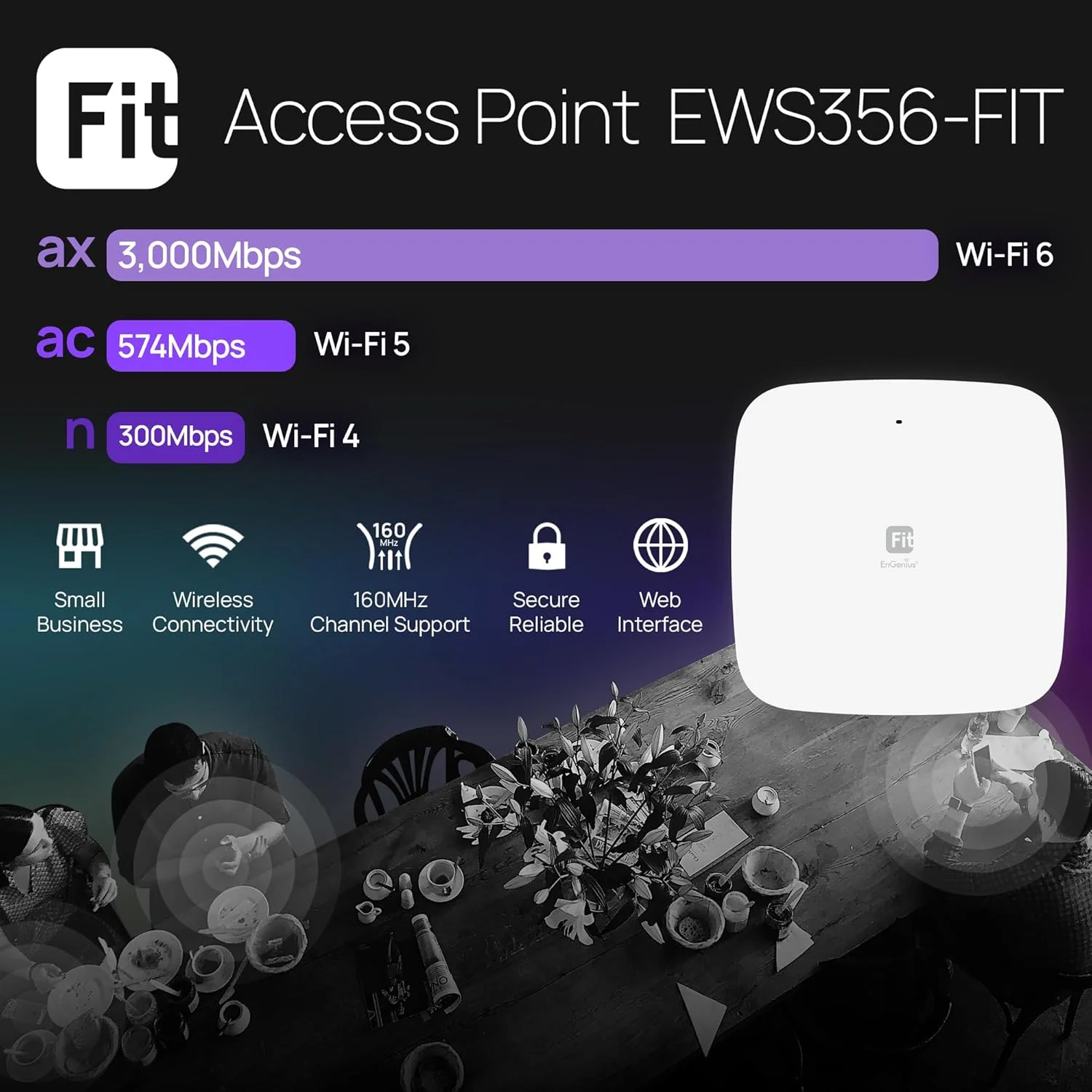 اکسس پوینت داخلی EnGenius مدل EWS356-FIT با قابلیت Wi-Fi 6 PoE | دو بانده AX3000 | مدیریت ابری، اپلیکیشن و کنترل OnPrem | WPA3، MU-MIMO، مش و رومینگ یکپارچه | بدون آداپتور اکسس پوینت داخلی EnGenius مدل EWS356-FIT با قابلیت Wi-Fi 6 PoE | دو بانده AX3000 | مدیریت ابری، اپلیکیشن و کنترل OnPrem | WPA3، MU-MIMO، مش و رومینگ یکپارچه | بدون آداپتور