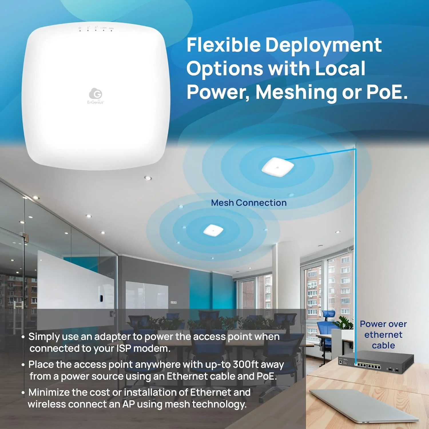 اکسس پوینت داخلی EnGenius Cloud Managed ECW130، 4x4، MU-MIMO دو بانده با سرعت 1733 مگابیت بر ثانیه در 5 گیگاهرتز و 800 مگابیت بر ثانیه در 2.4 گیگاهرتز (آداپتور برق شامل نمی شود) اکسس پوینت داخلی EnGenius Cloud Managed ECW130، 4x4، MU-MIMO دو بانده با سرعت 1733 مگابیت بر ثانیه در 5 گیگاهرتز و 800 مگابیت بر ثانیه در 2.4 گیگاهرتز (آداپتور برق شامل نمی شود)