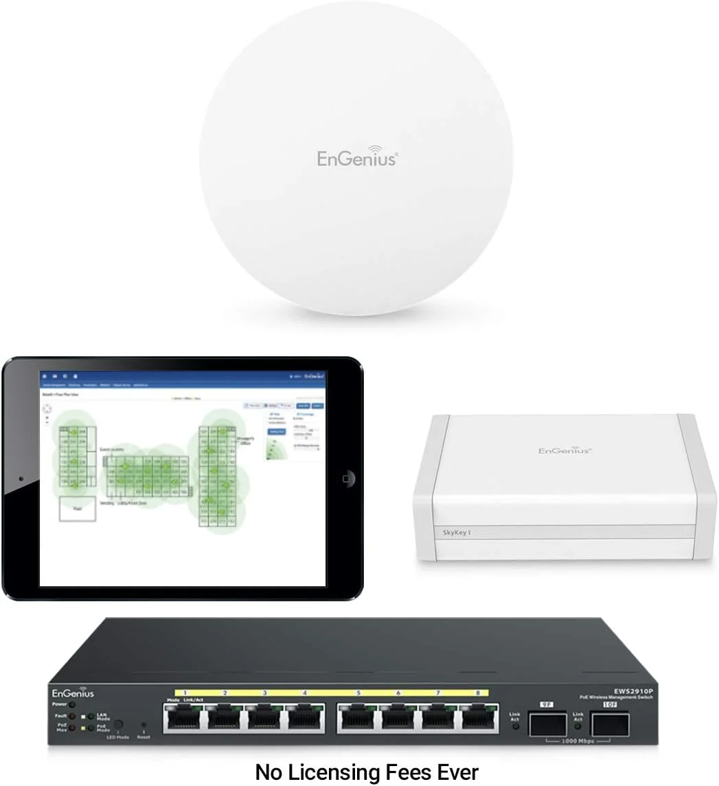 اکسس پوینت داخلی بی سیم مدیریتی EnGenius Technologies EAP1300 Wi-Fi 5 (802.11ac Wave 2) 2x2 با پردازنده چهارهسته‌ای، MU-MIMO، توان بالا 26dBm، پورت GigaE (شامل کیت نصب)
